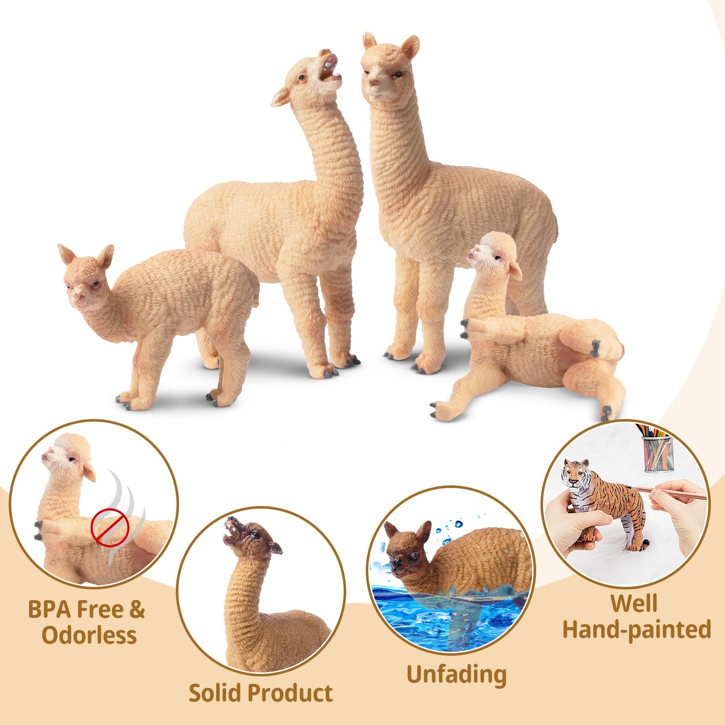 Toymany 8pcs Realistic Alpaca Figurines – Llama Figures for Kids