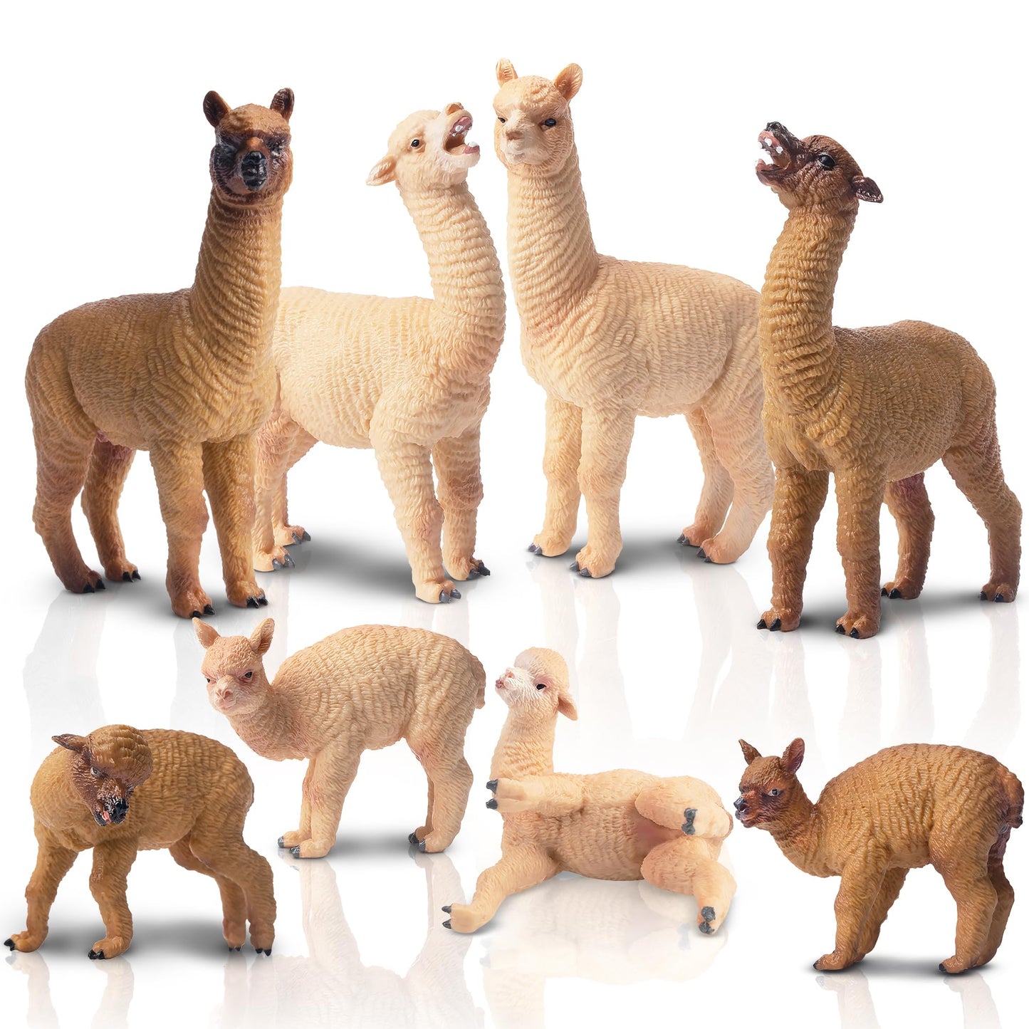 Toymany 8pcs Realistic Alpaca Figurines – Llama Figures for Kids
