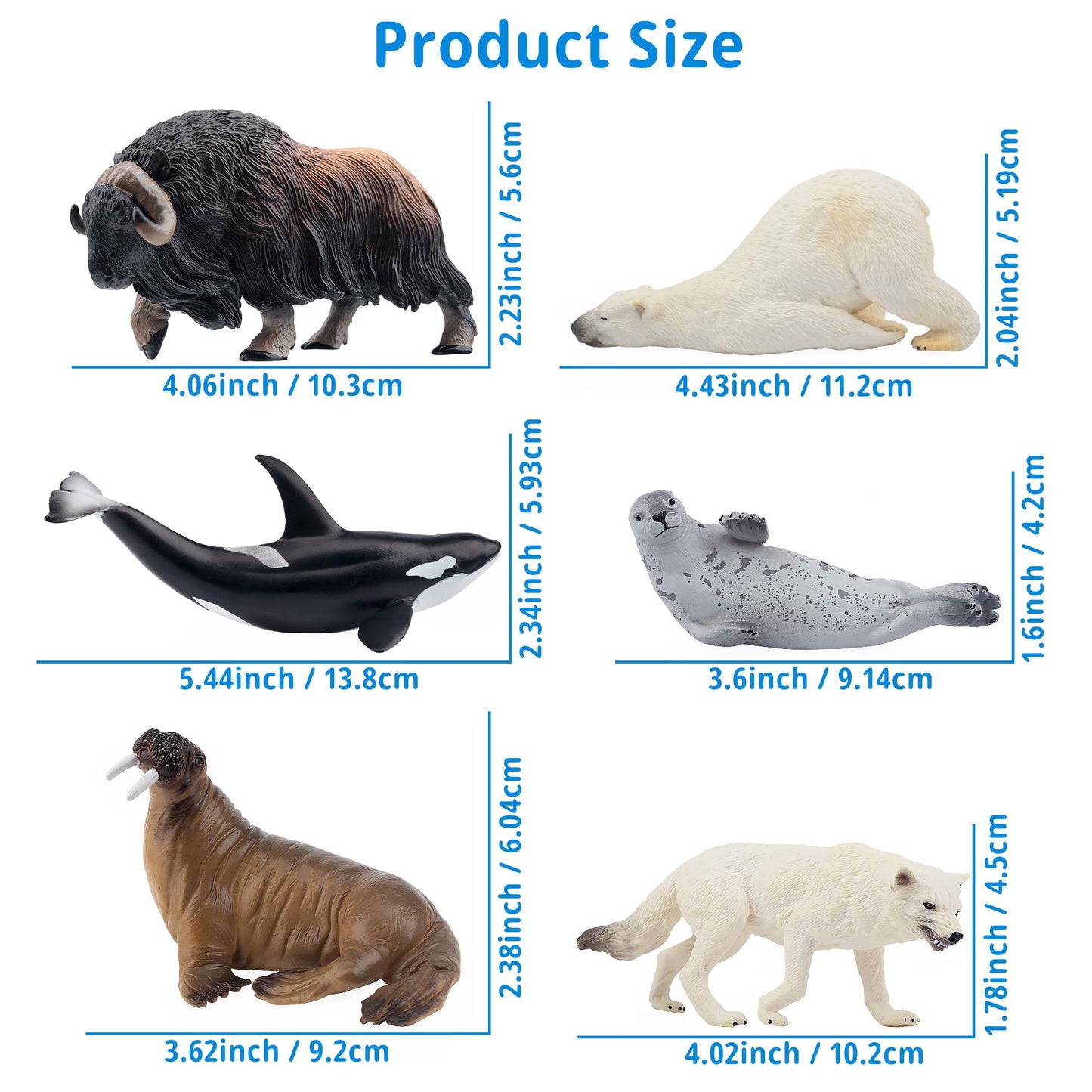 Toymany 12PCS Large Arctic Animal Figurines Set | Polar Bear, Narwhal, Orca & More