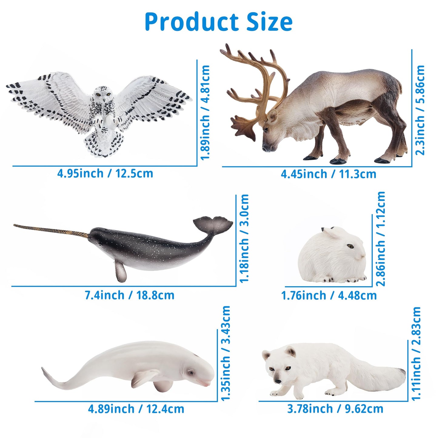 Toymany 12PCS Large Arctic Animal Figurines Set | Polar Bear, Narwhal, Orca & More