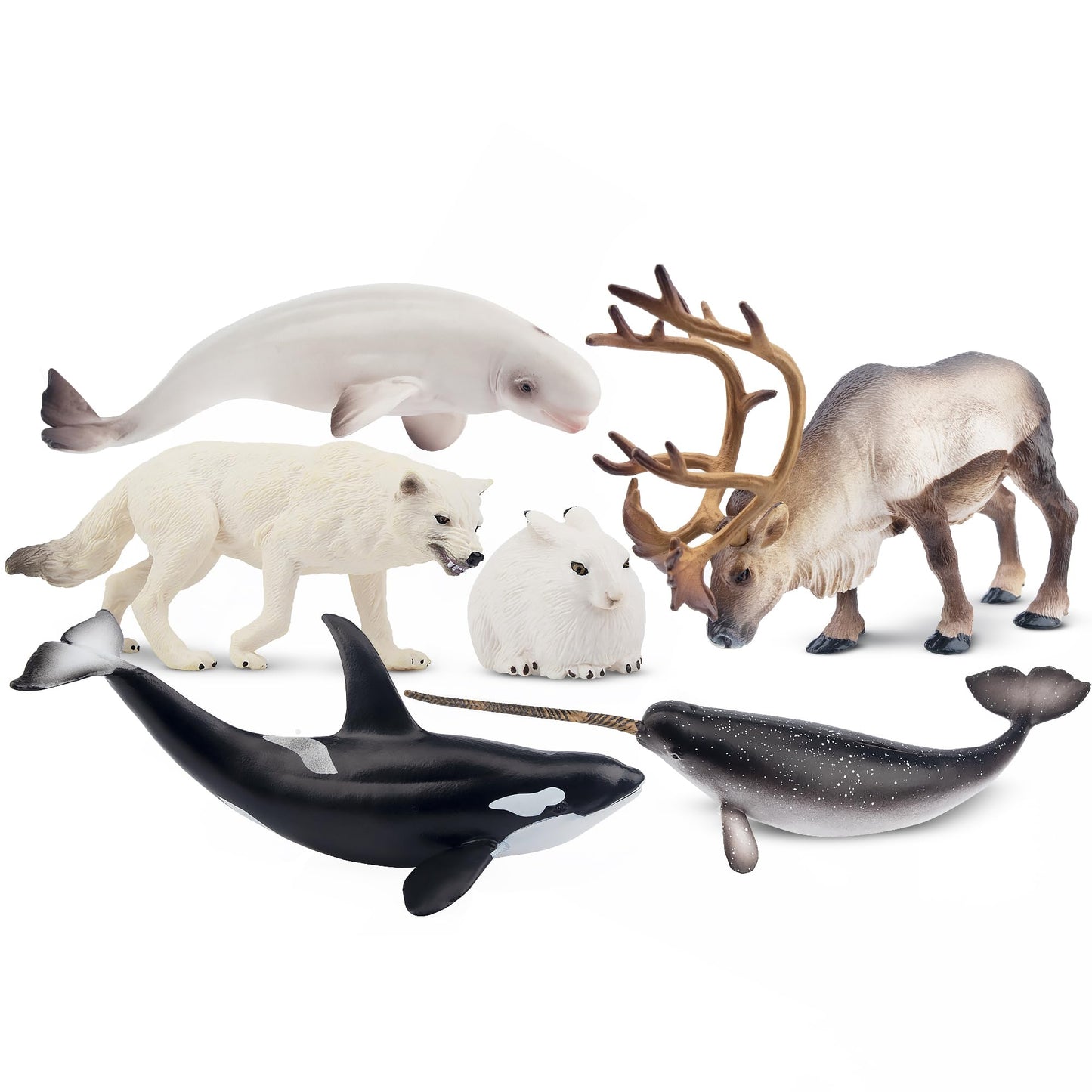 Toymany 12PCS Large Arctic Animal Figurines Set | Polar Bear, Narwhal, Orca & More