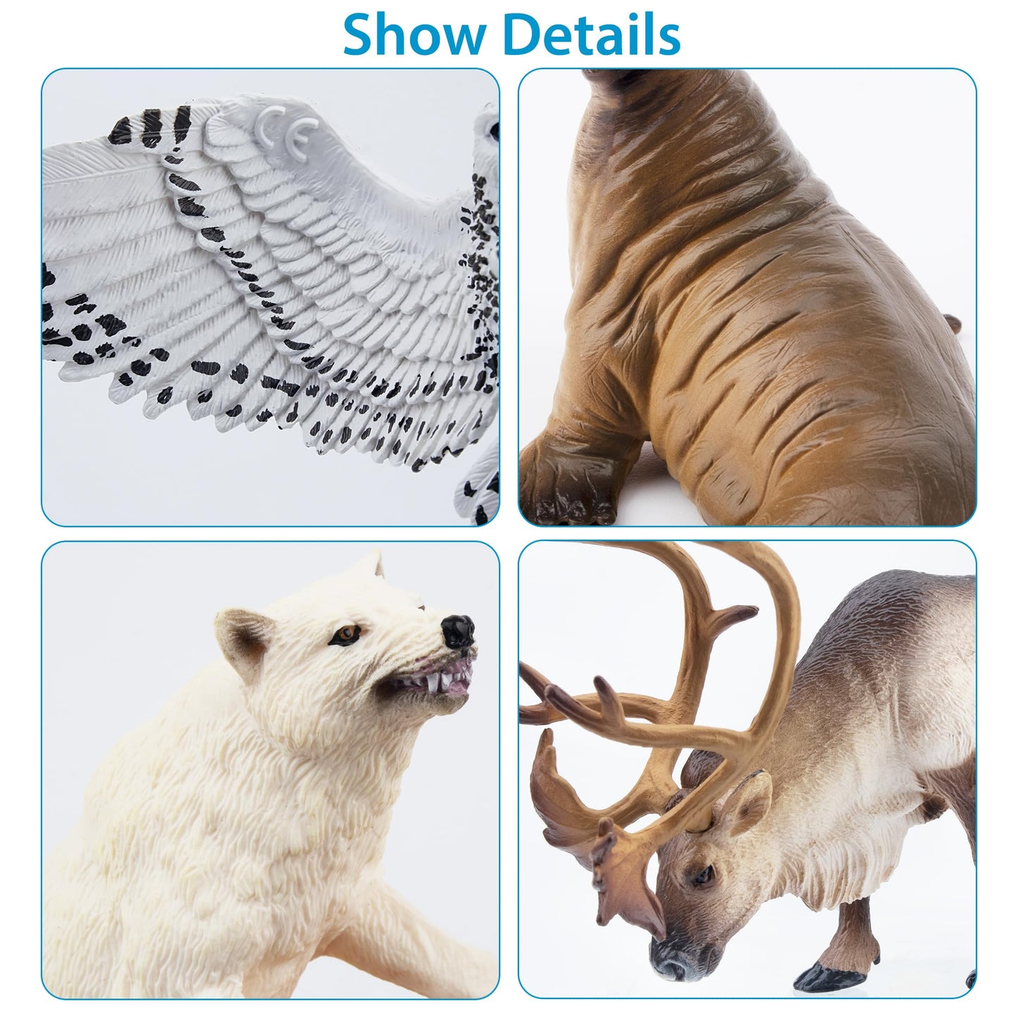 Toymany 12PCS Large Arctic Animal Figurines Set | Polar Bear, Narwhal, Orca & More