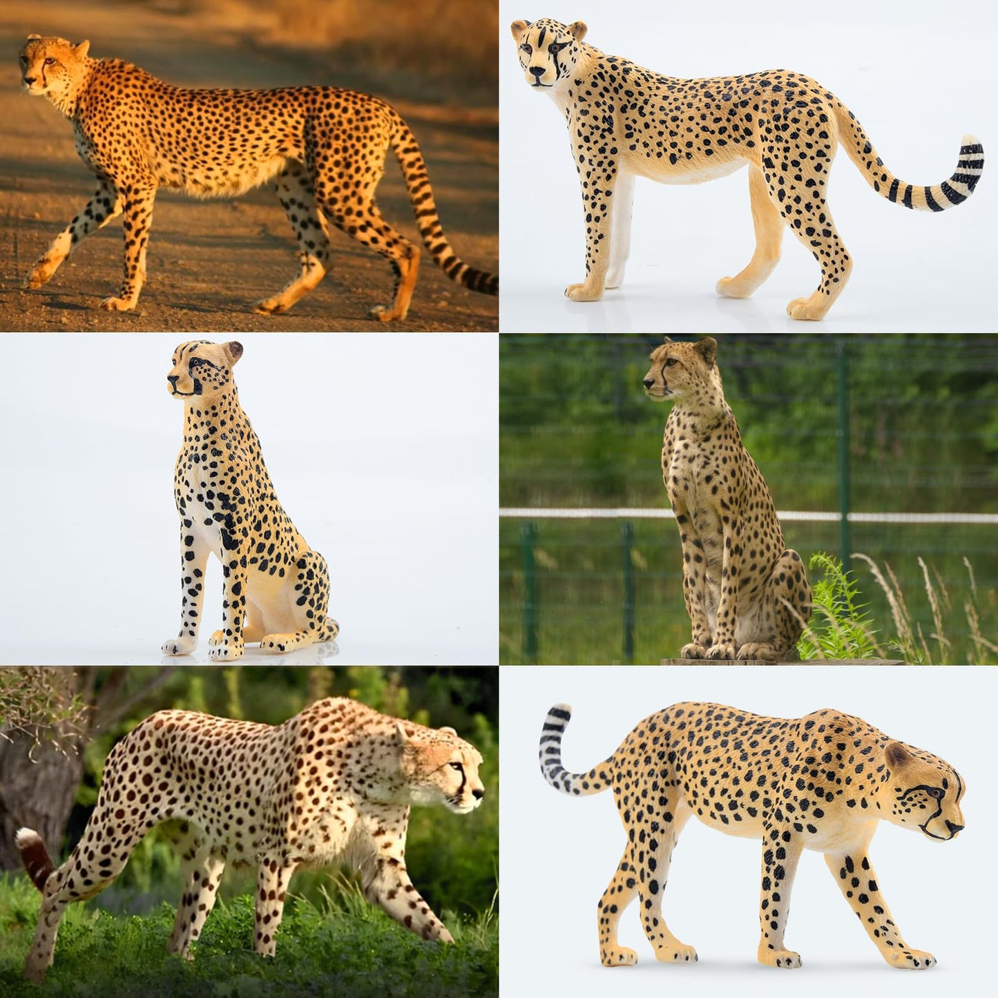 Toymany 8PCS Cheetah Figurines — Realistic Jungle Family Set for Play & Decor