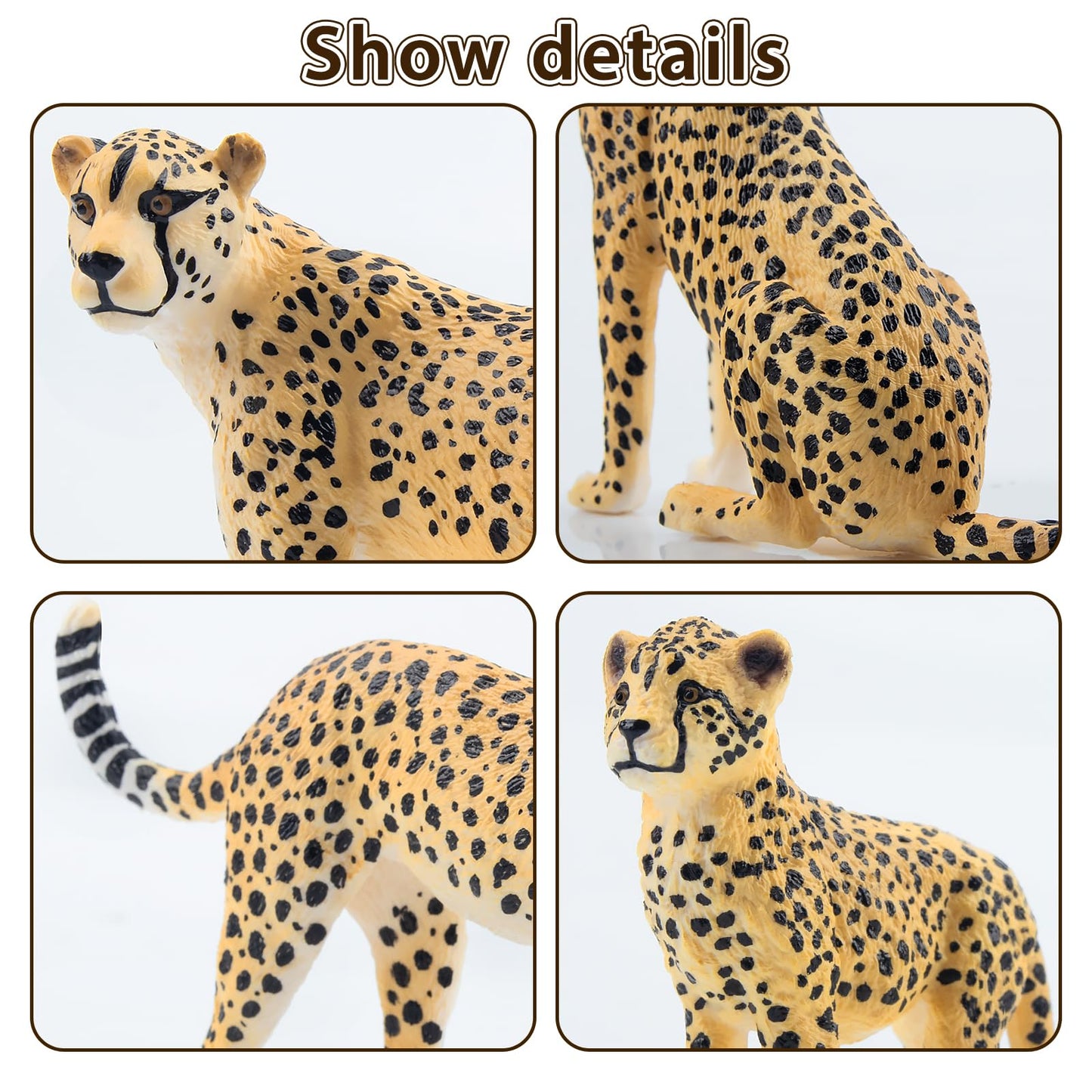Toymany 8PCS Cheetah Figurines — Realistic Jungle Family Set for Play & Decor