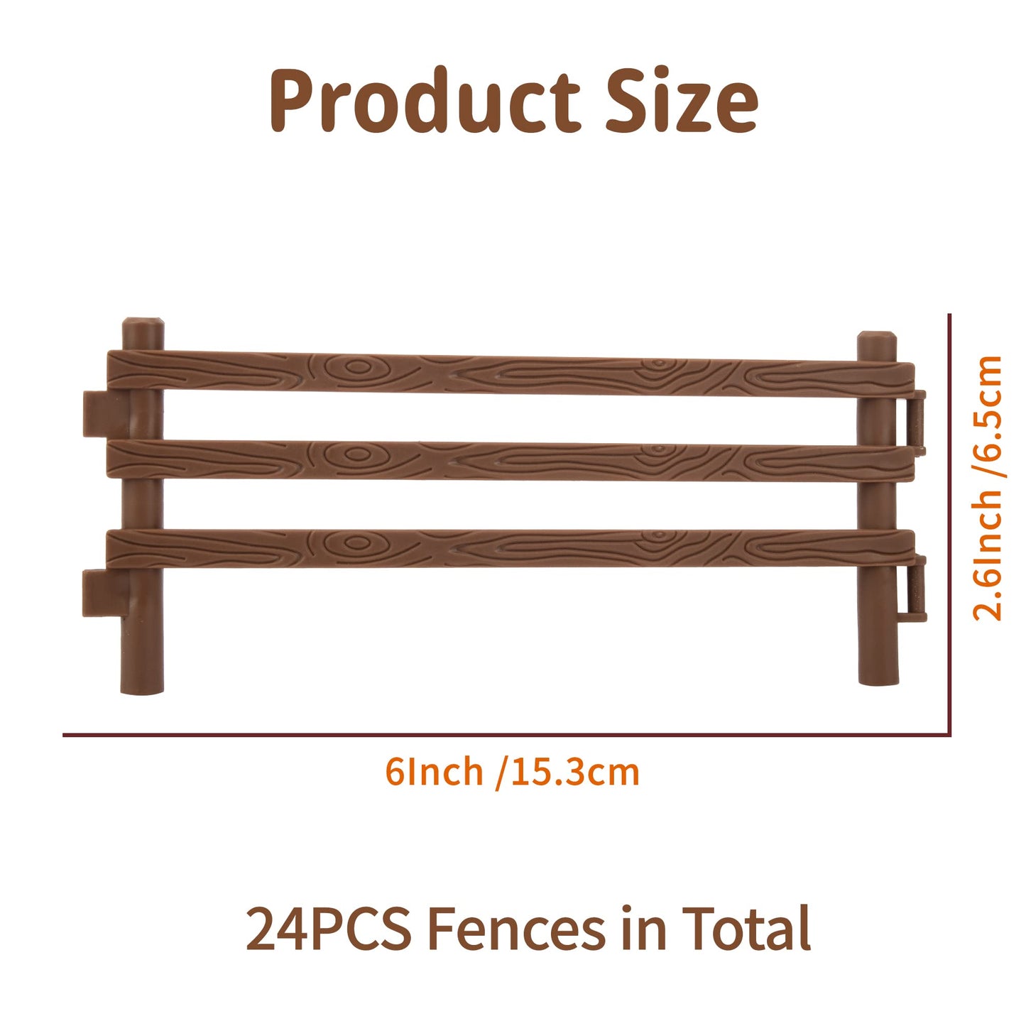 Toymany 24Pcs Plastic Corral Fencing Playset – Realistic Farm Fence for Kids