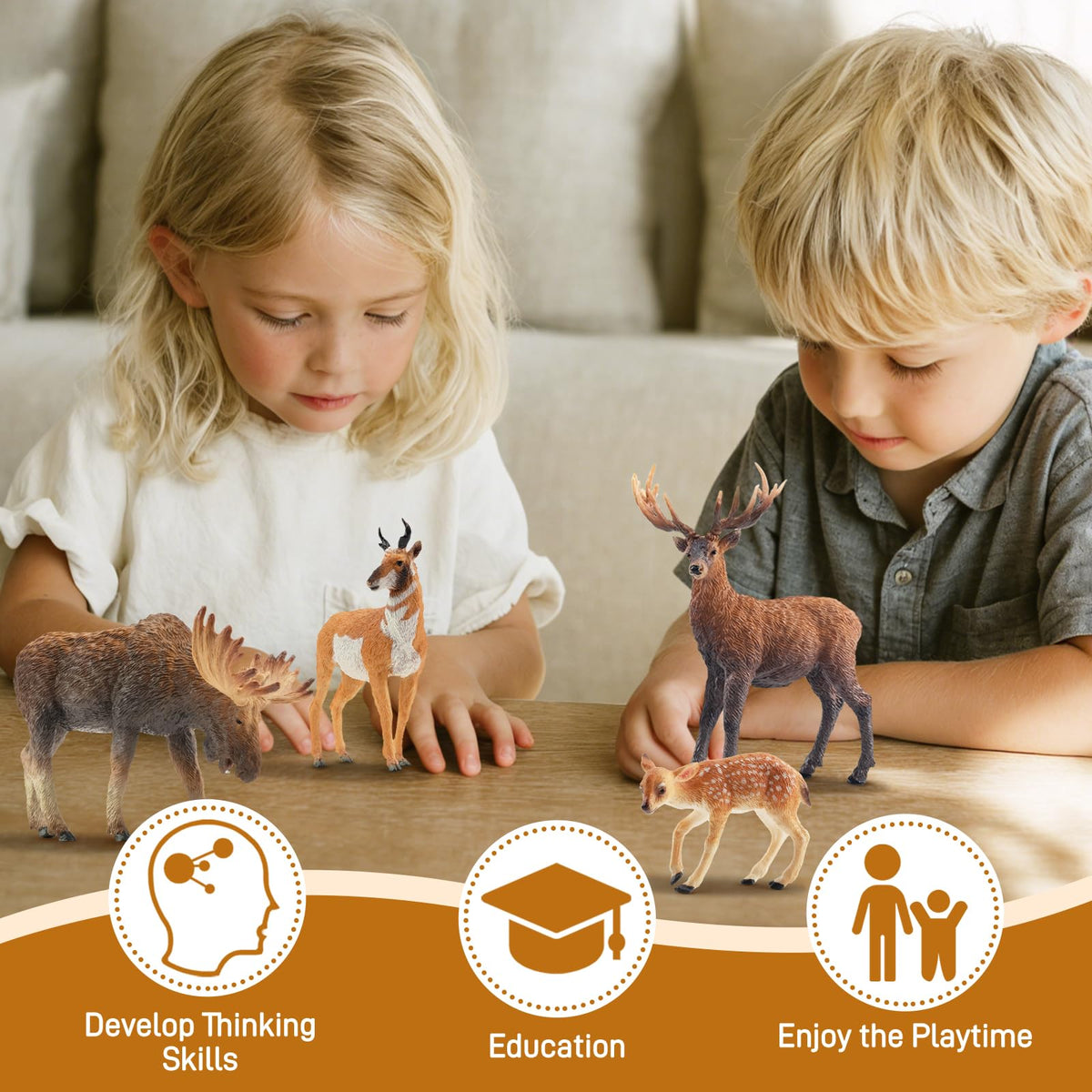 Toymany 6-Piece Forest Animals Figures – North American Wildlife Toys