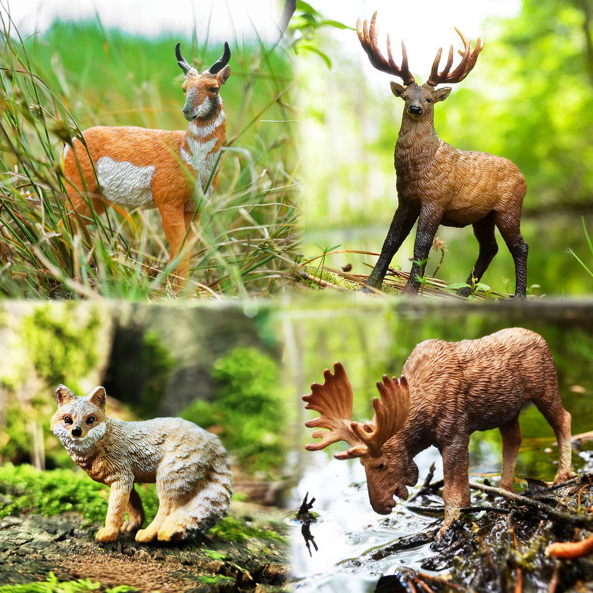 Toymany 6-Piece Forest Animals Figures – North American Wildlife Toys