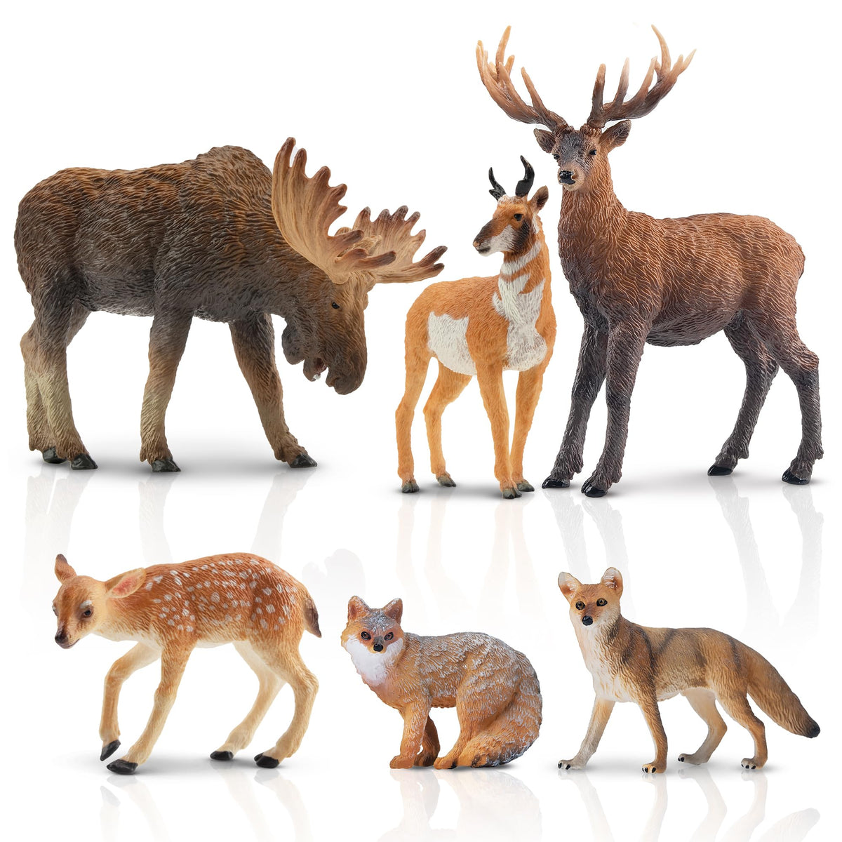 Toymany 6-Piece Forest Animals Figures – North American Wildlife Toys