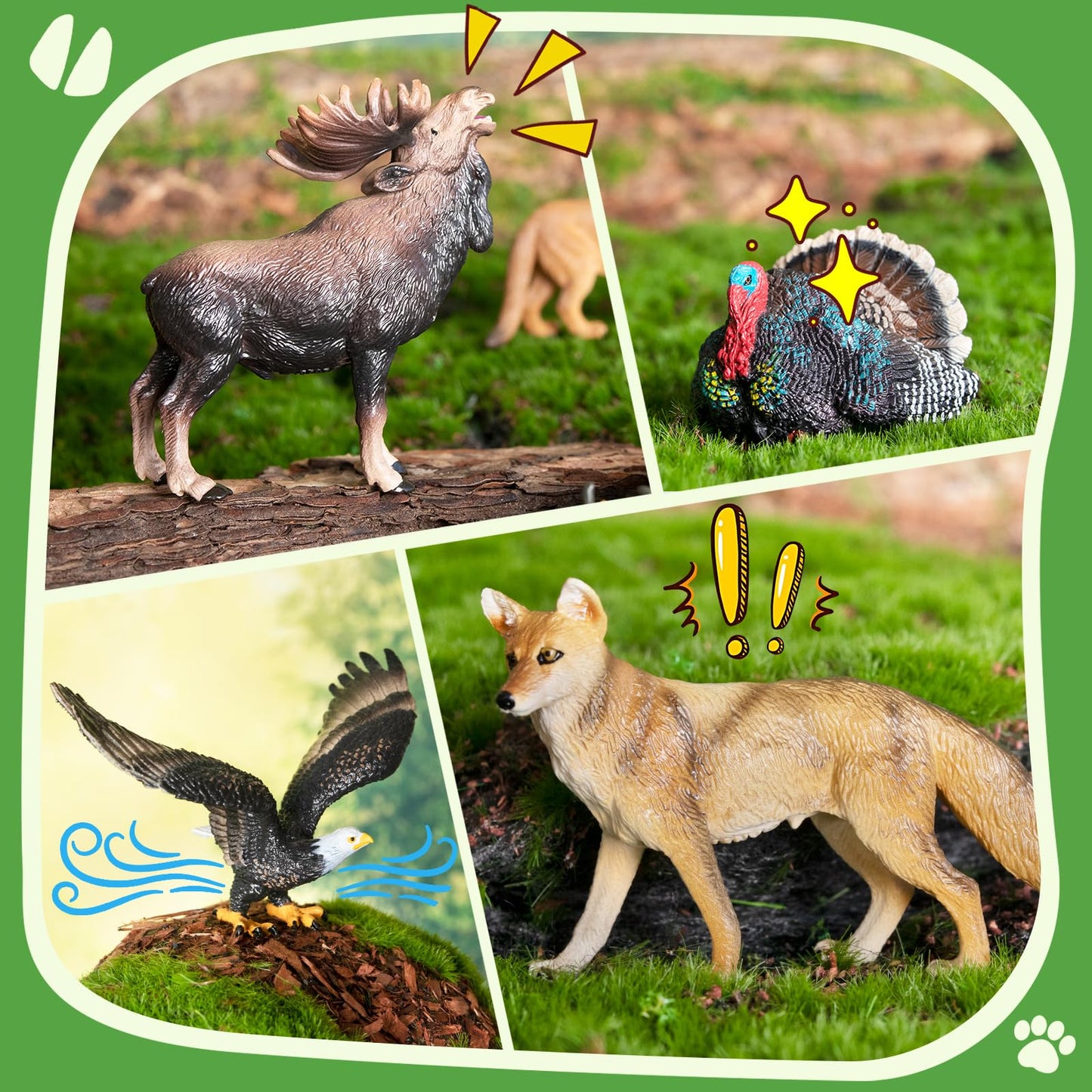 Toymany 14PCS Mini North American Forest Animals Figurines – Realistic Wildlife Toys for Kids