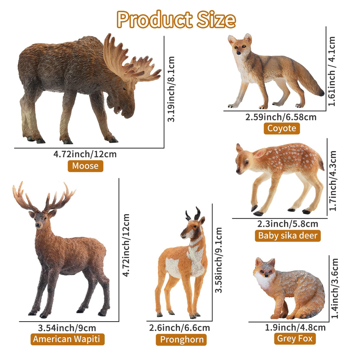 Toymany 6-Piece Forest Animals Figures – North American Wildlife Toys