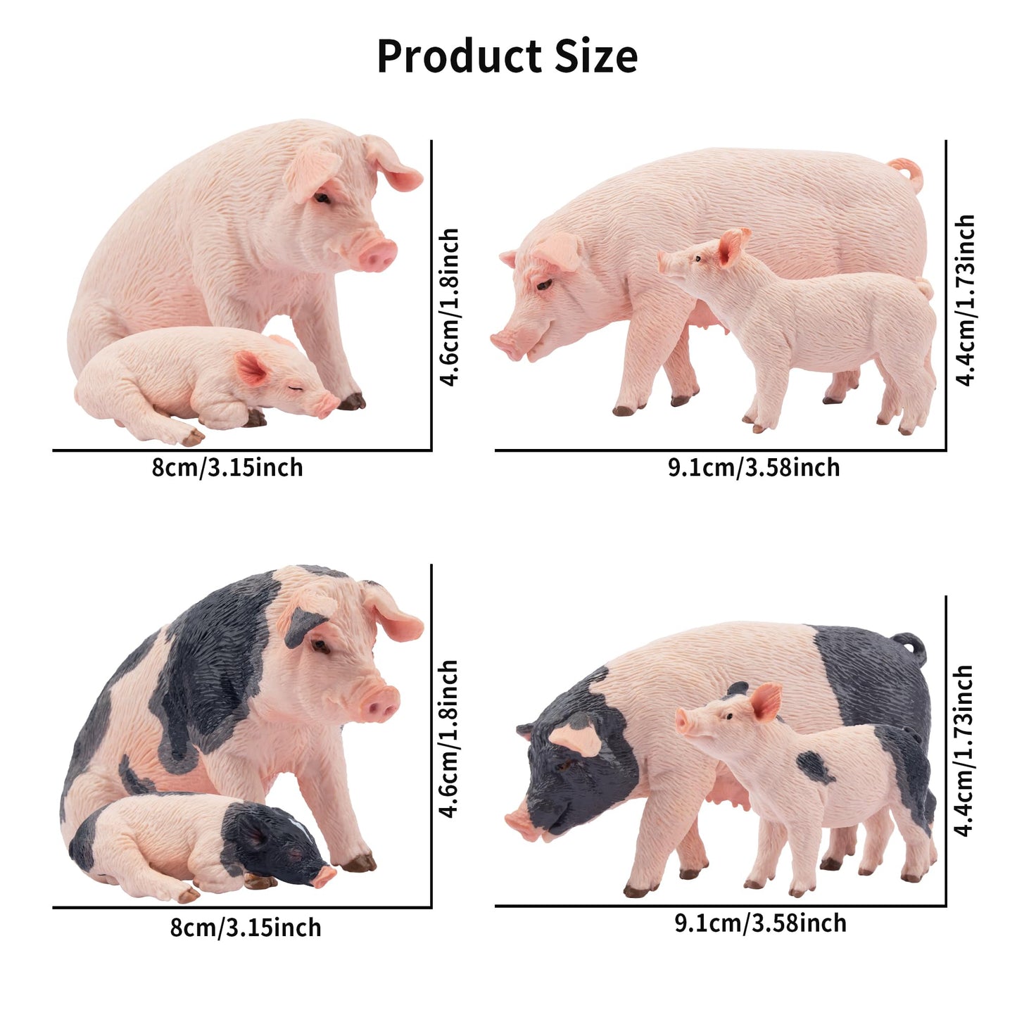 Toymany 8PCS Realistic Pig Figurines Set – Safe PVC Farm Animal Toys for Kids