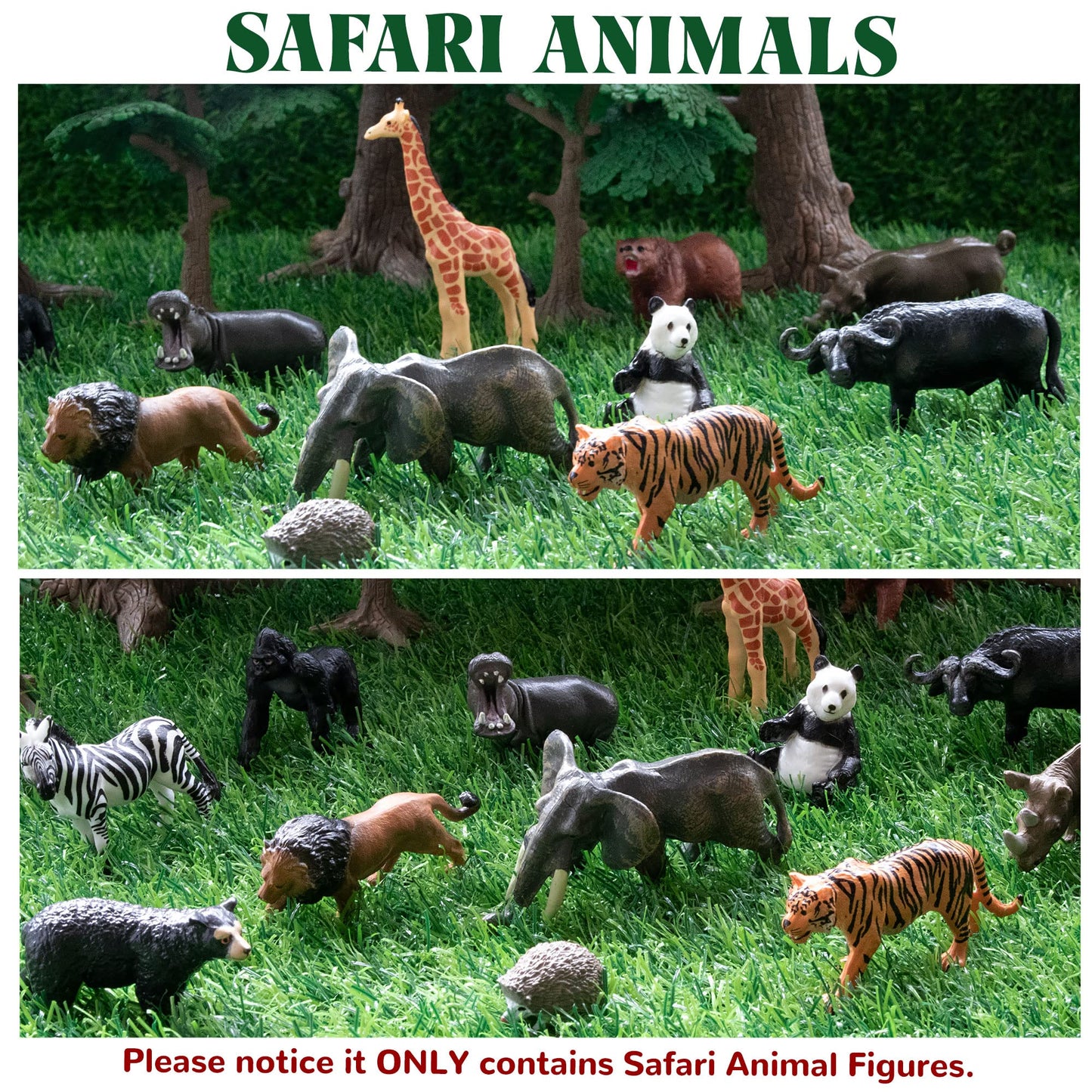 Toymany 14Pcs Tiny Jungle Animal Figures – Realistic Mini Safari Set (1-2 inch)