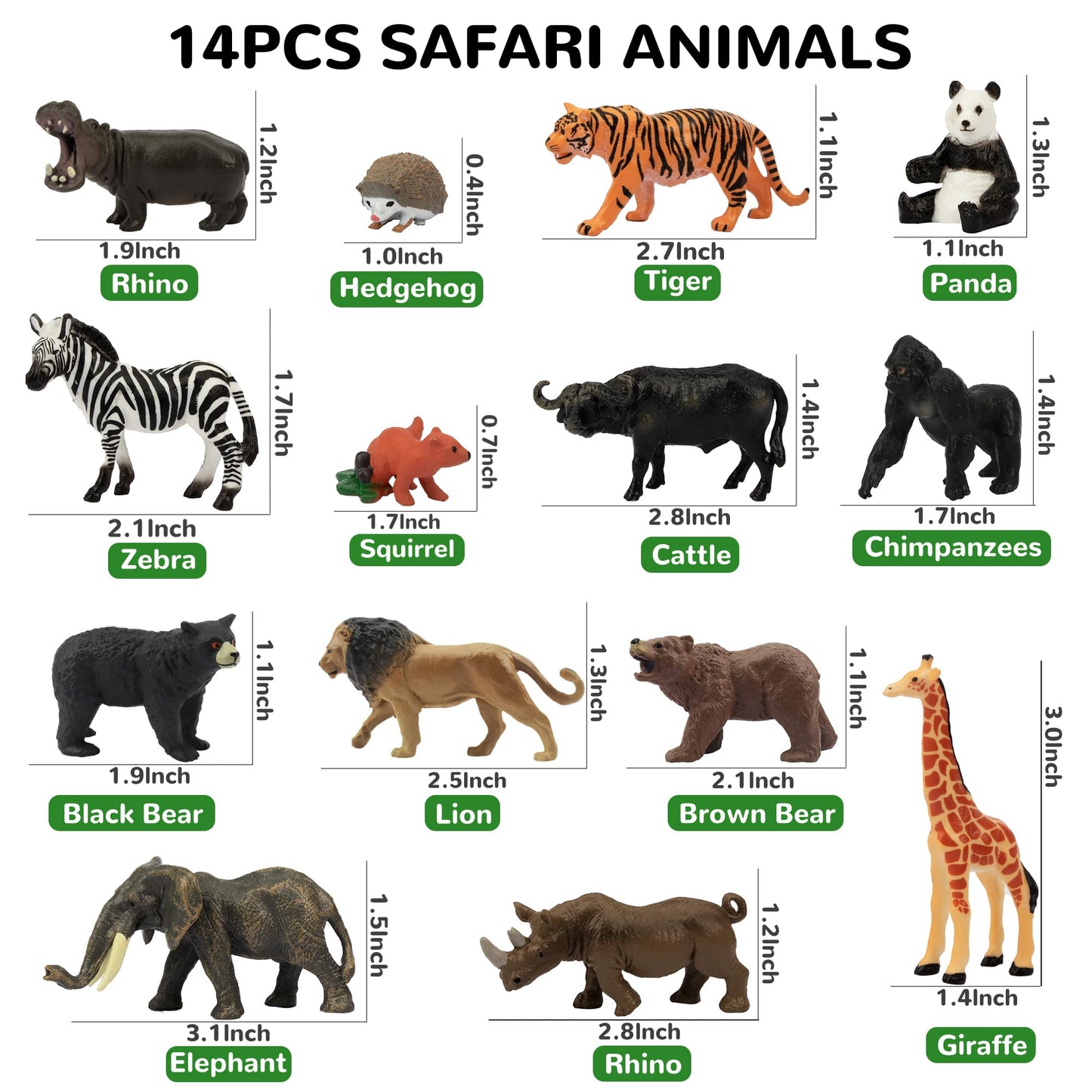 Toymany 14Pcs Tiny Jungle Animal Figures – Realistic Mini Safari Set (1-2 inch)