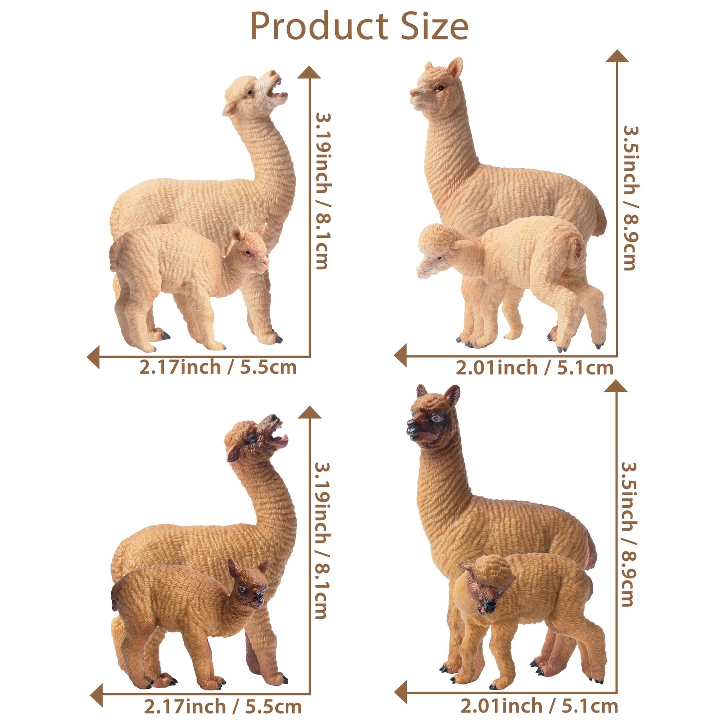 Toymany 8pcs Realistic Alpaca Figurines – Llama Figures for Kids