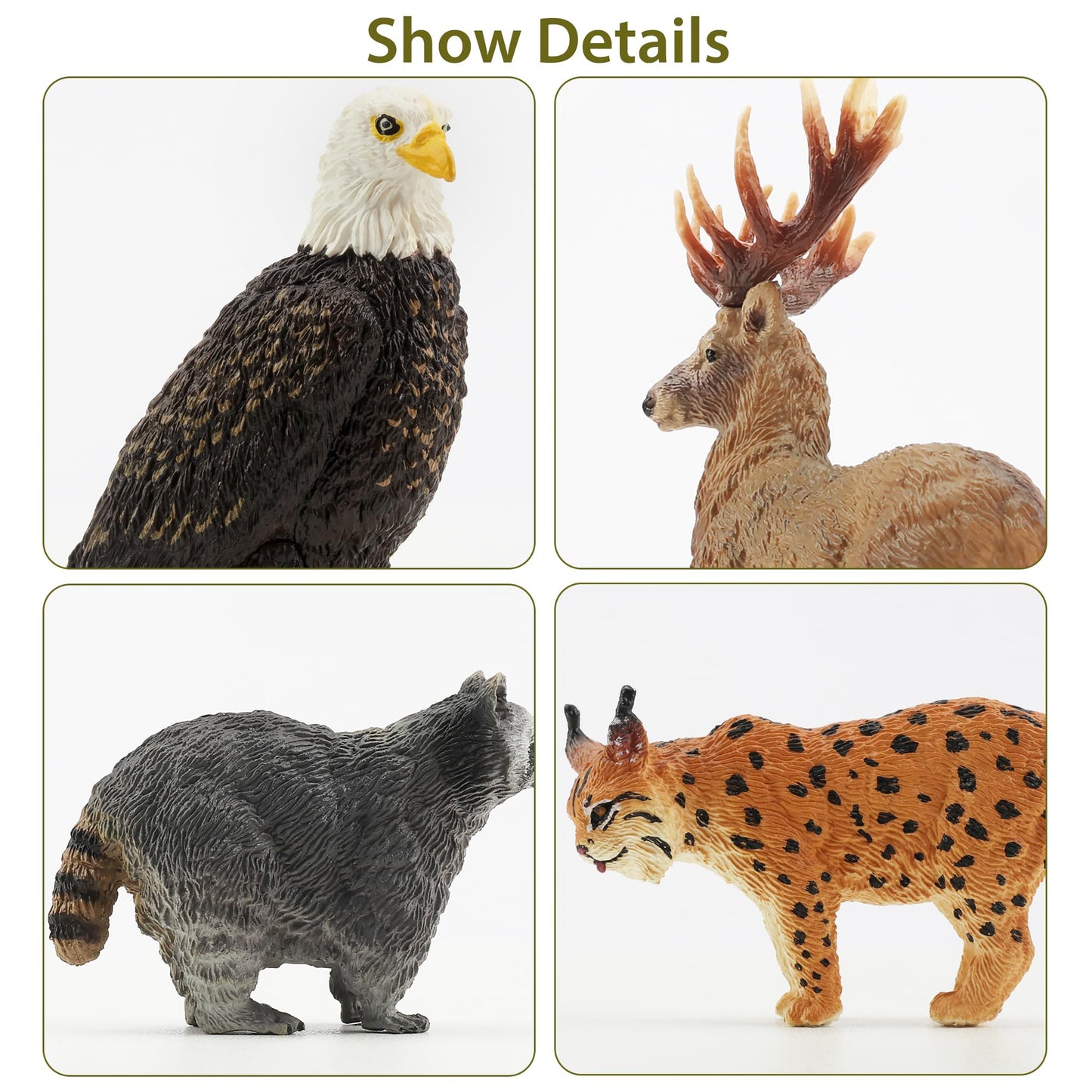 Toymany 12-Piece North American Forest Animal Figurines – Realistic Playset for Kids 3-5