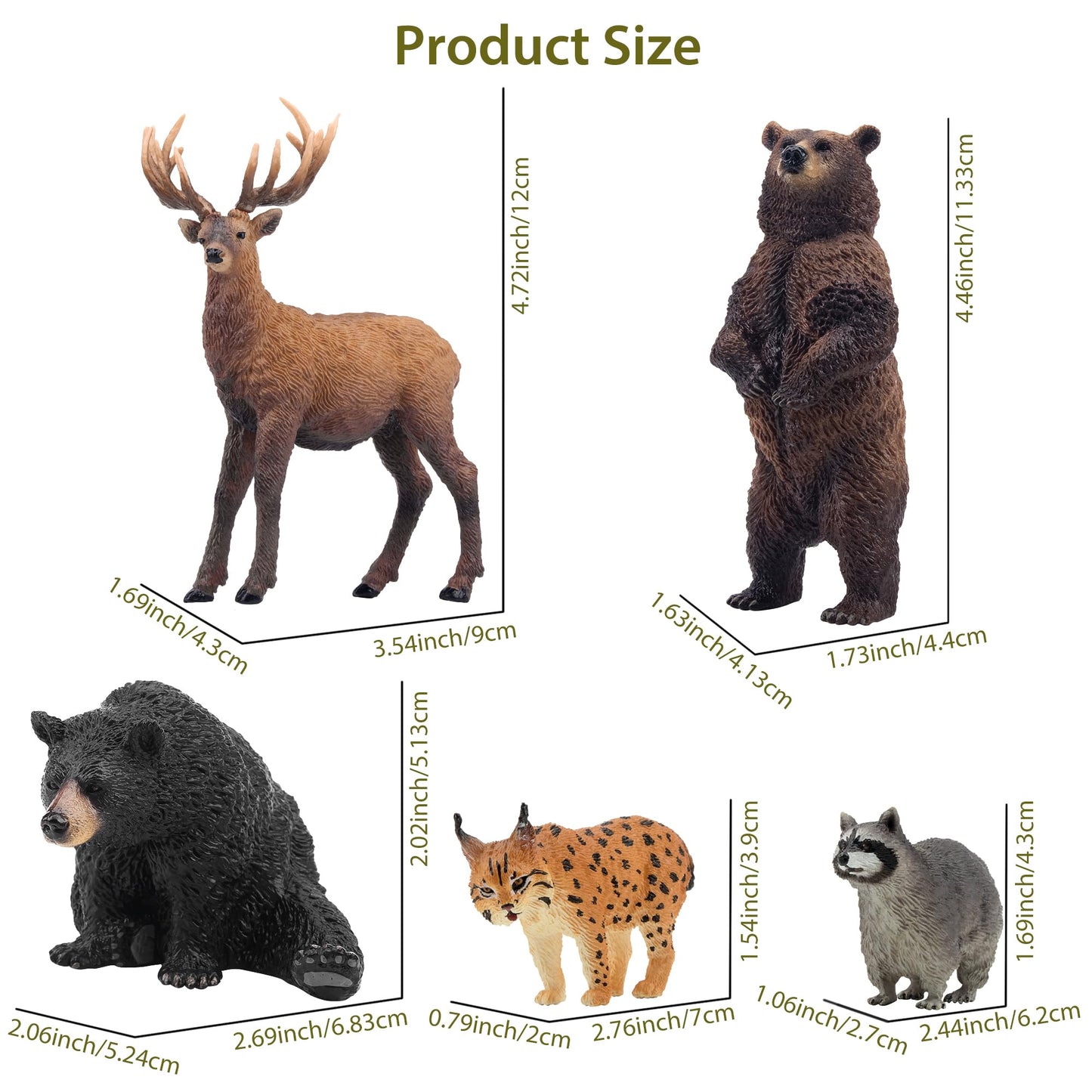 Toymany 12-Piece North American Forest Animal Figurines – Realistic Playset for Kids 3-5