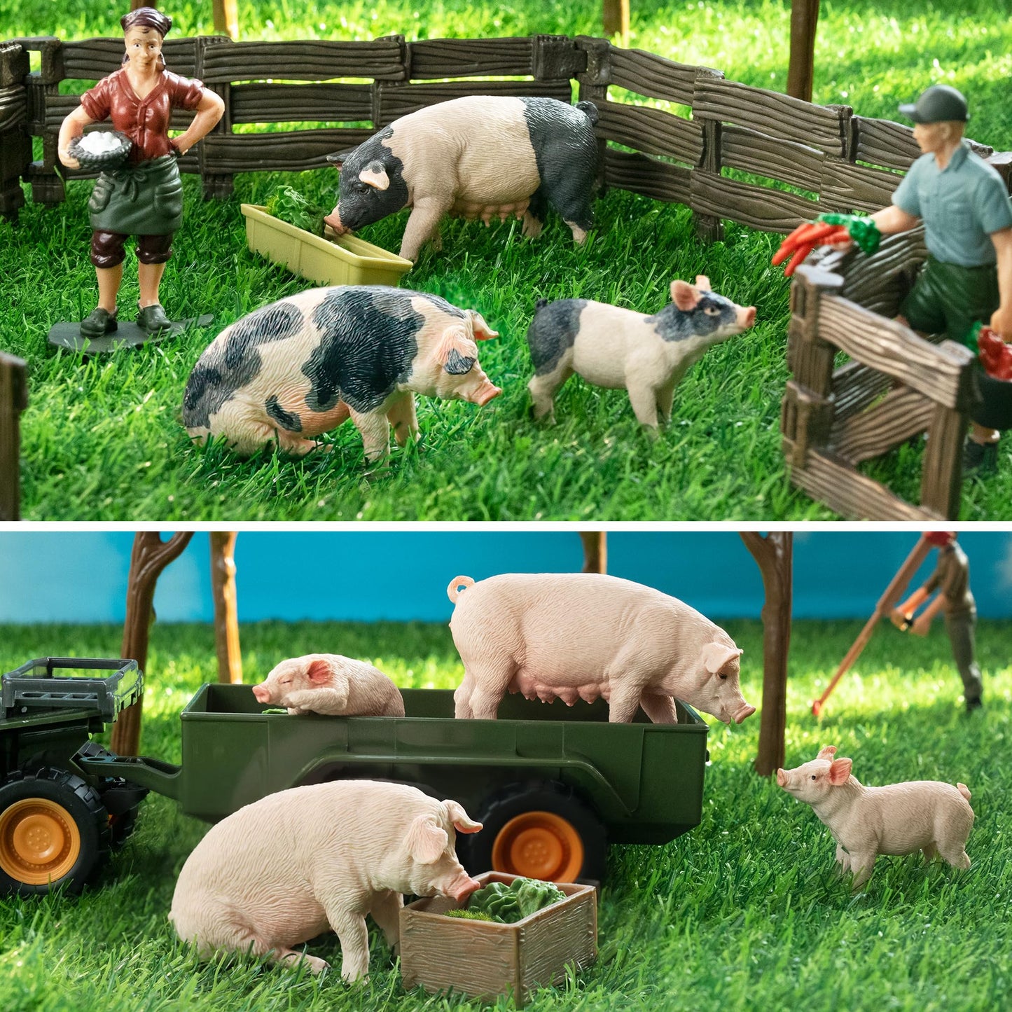 Toymany 8PCS Realistic Pig Figurines Set – Safe PVC Farm Animal Toys for Kids