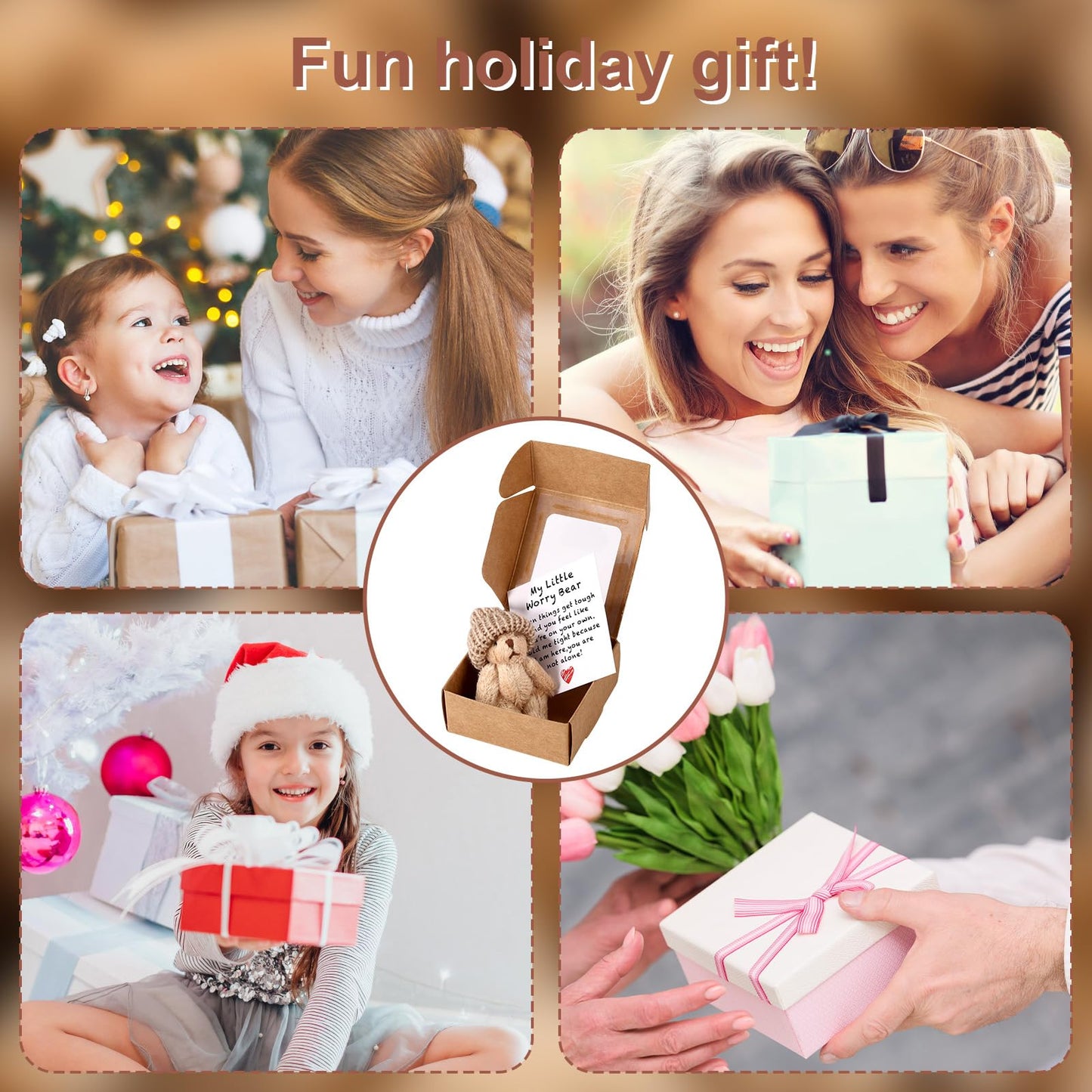 TOYMIS 3 Sets Mini Plush Bears with Inspirational Cards | Pocket Hug Gift Boxes