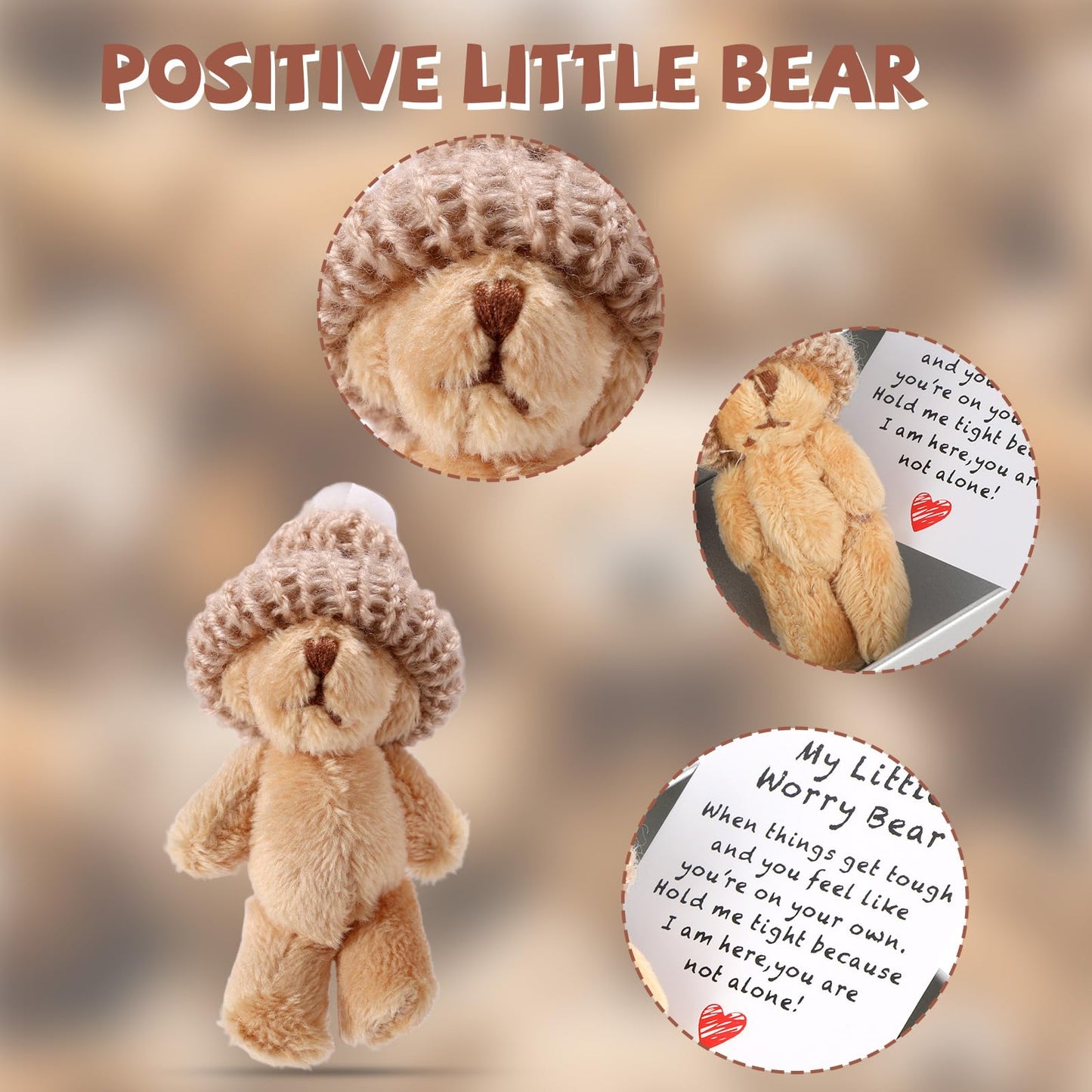 TOYMIS Mini Plush Bear – Cozy Desk Companion with Encouraging Card