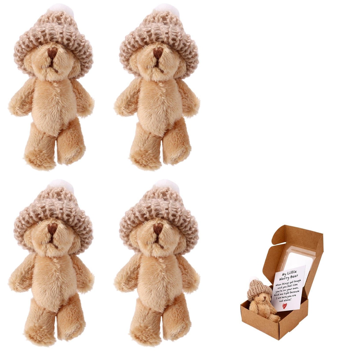 TOYMIS 4pcs Mini Plush Bear Set with Encouragement Cards — Pocket Hug Gift