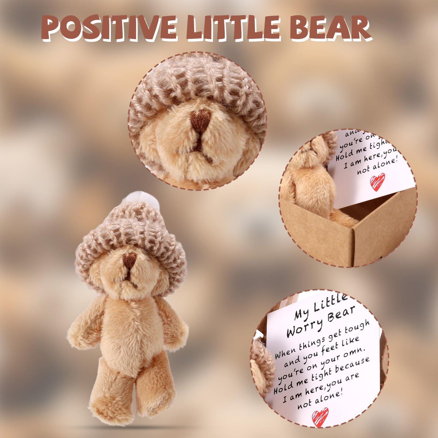 TOYMIS 4pcs Mini Plush Bear Set with Encouragement Cards — Pocket Hug Gift