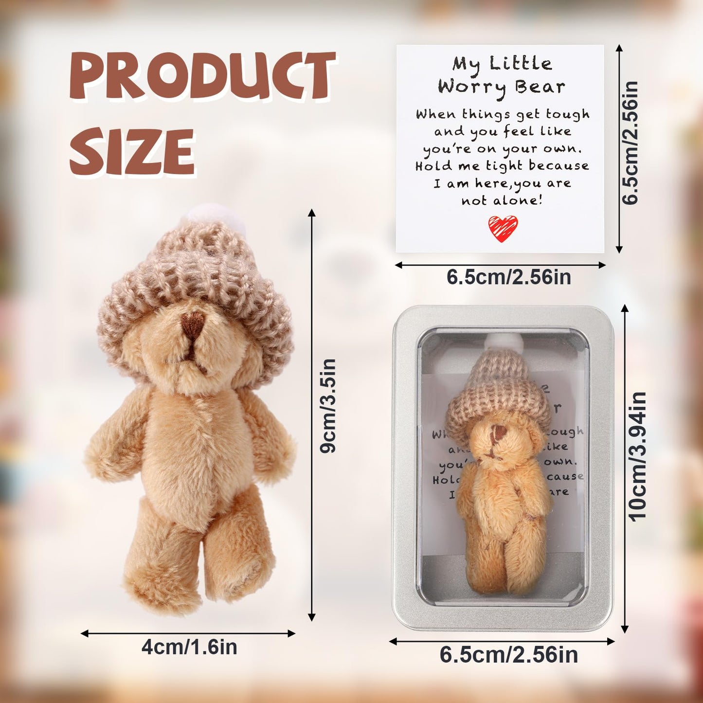 TOYMIS Mini Plush Bear – Cozy Desk Companion with Encouraging Card