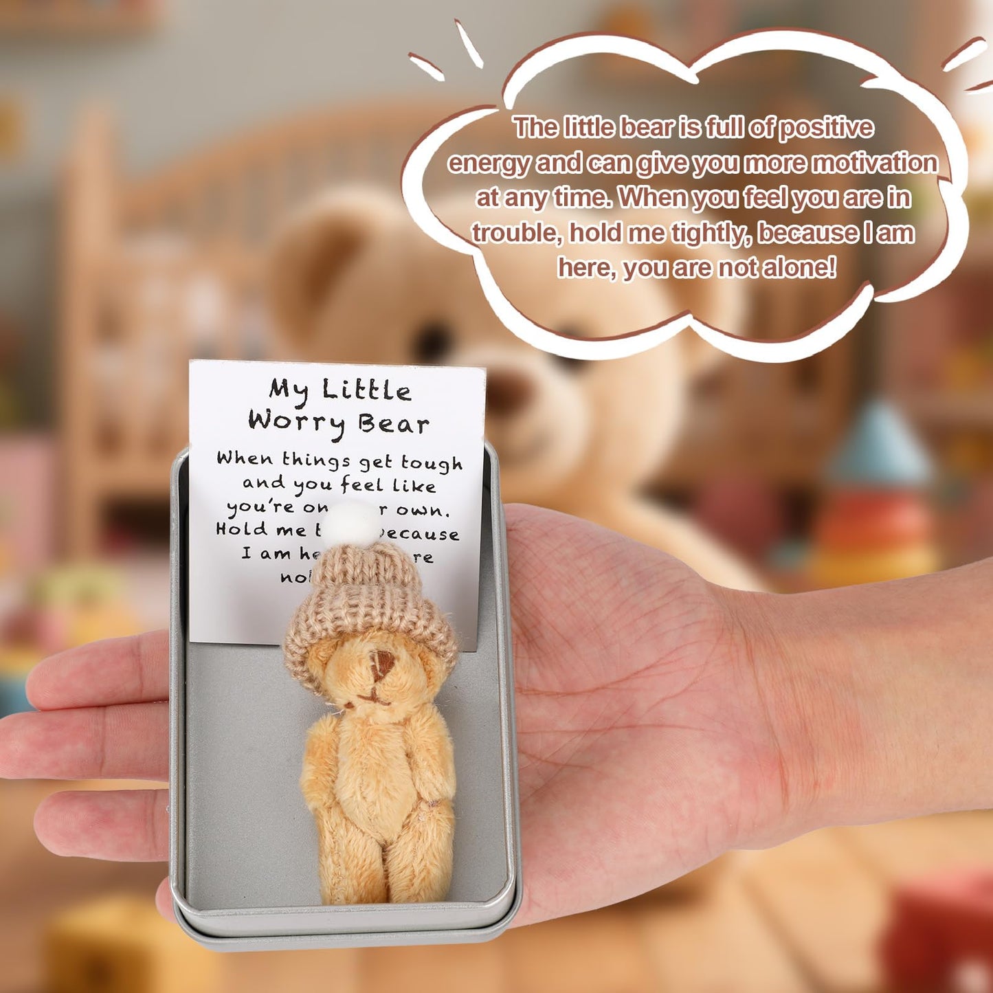 TOYMIS Mini Plush Bear – Cozy Desk Companion with Encouraging Card