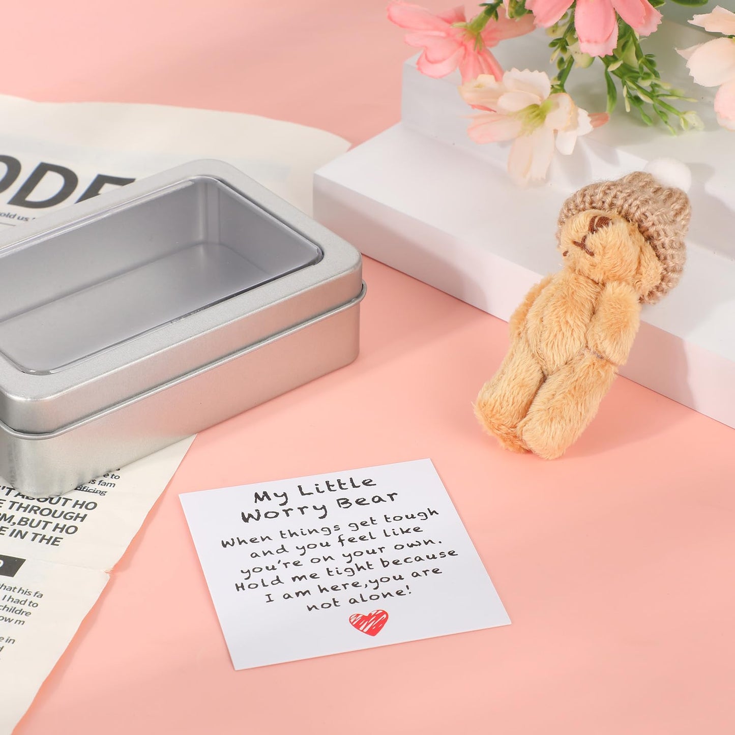 TOYMIS Mini Plush Bear – Cozy Desk Companion with Encouraging Card