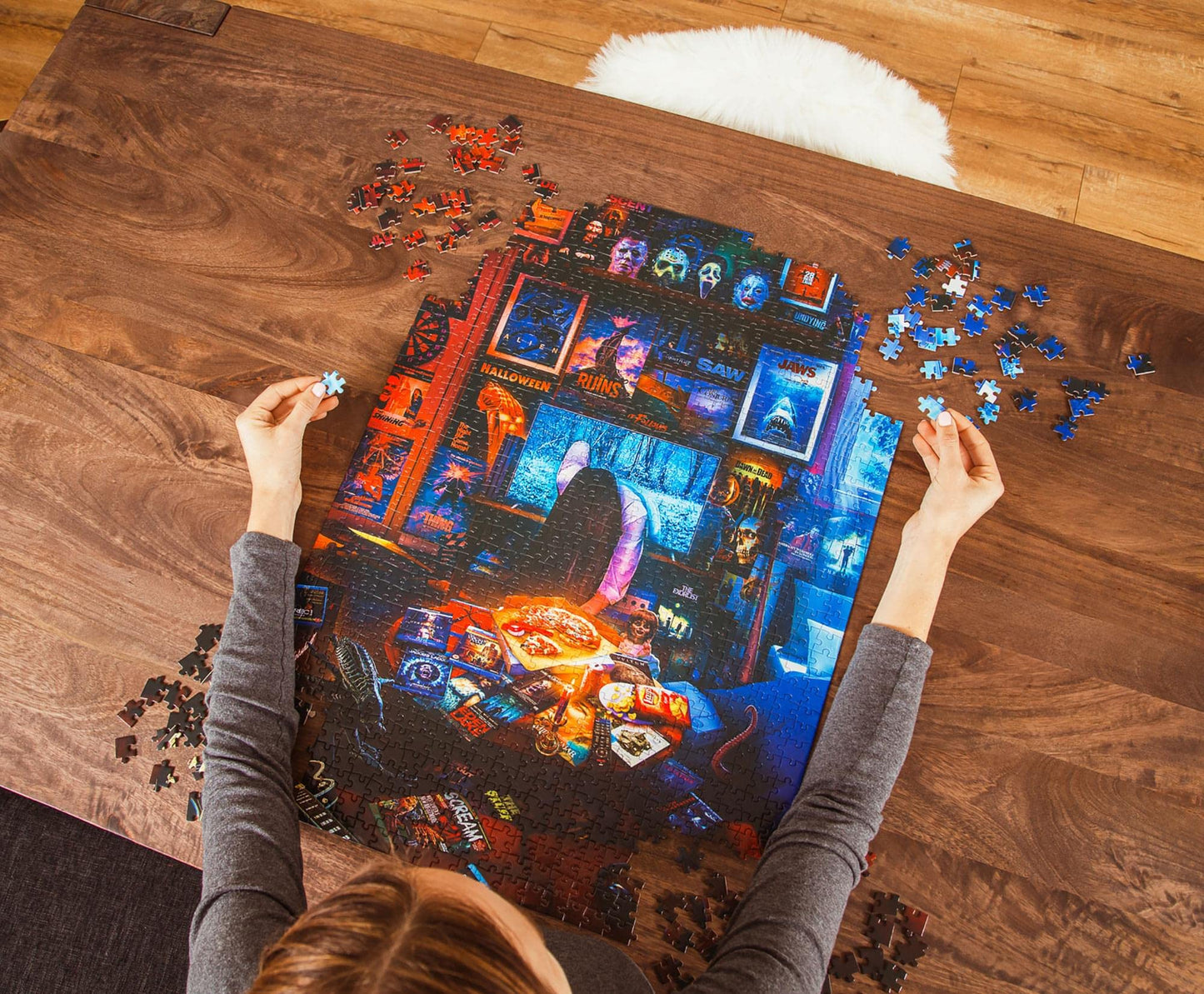 Toynk House of Horrors 1000-Piece Jigsaw Puzzle by Rachid Lotf | Horror Movie Iconography, 28 x 20 Inches