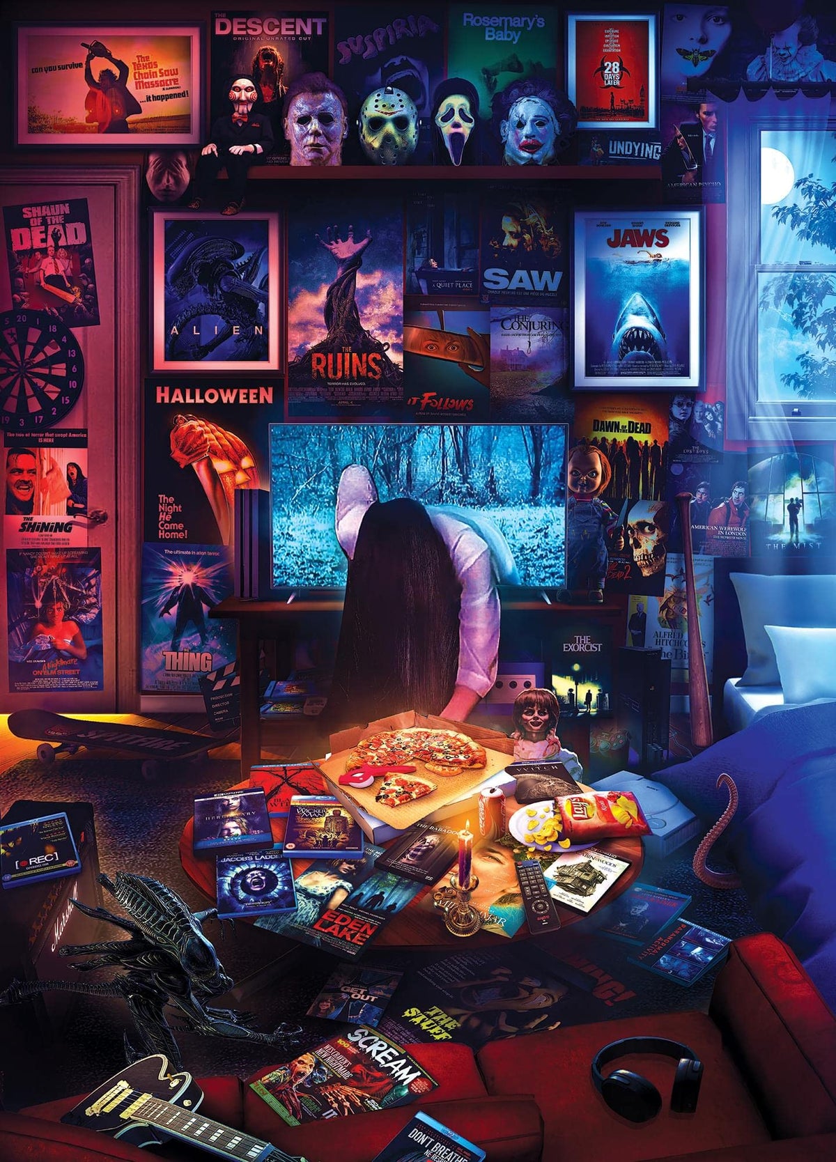 Toynk House of Horrors 1000-Piece Jigsaw Puzzle by Rachid Lotf | Horror Movie Iconography, 28 x 20 Inches
