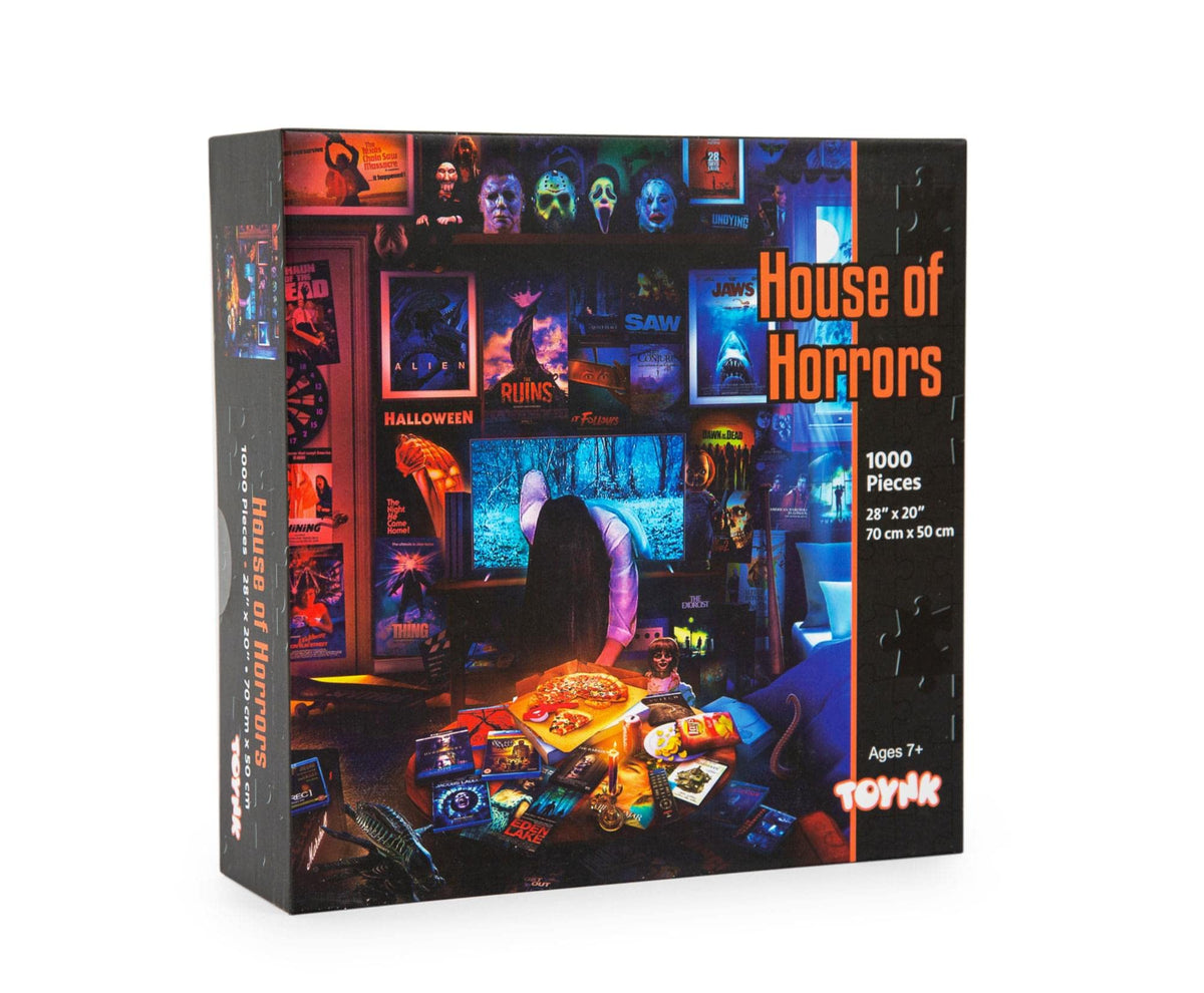 Toynk House of Horrors 1000-Piece Jigsaw Puzzle by Rachid Lotf | Horror Movie Iconography, 28 x 20 Inches