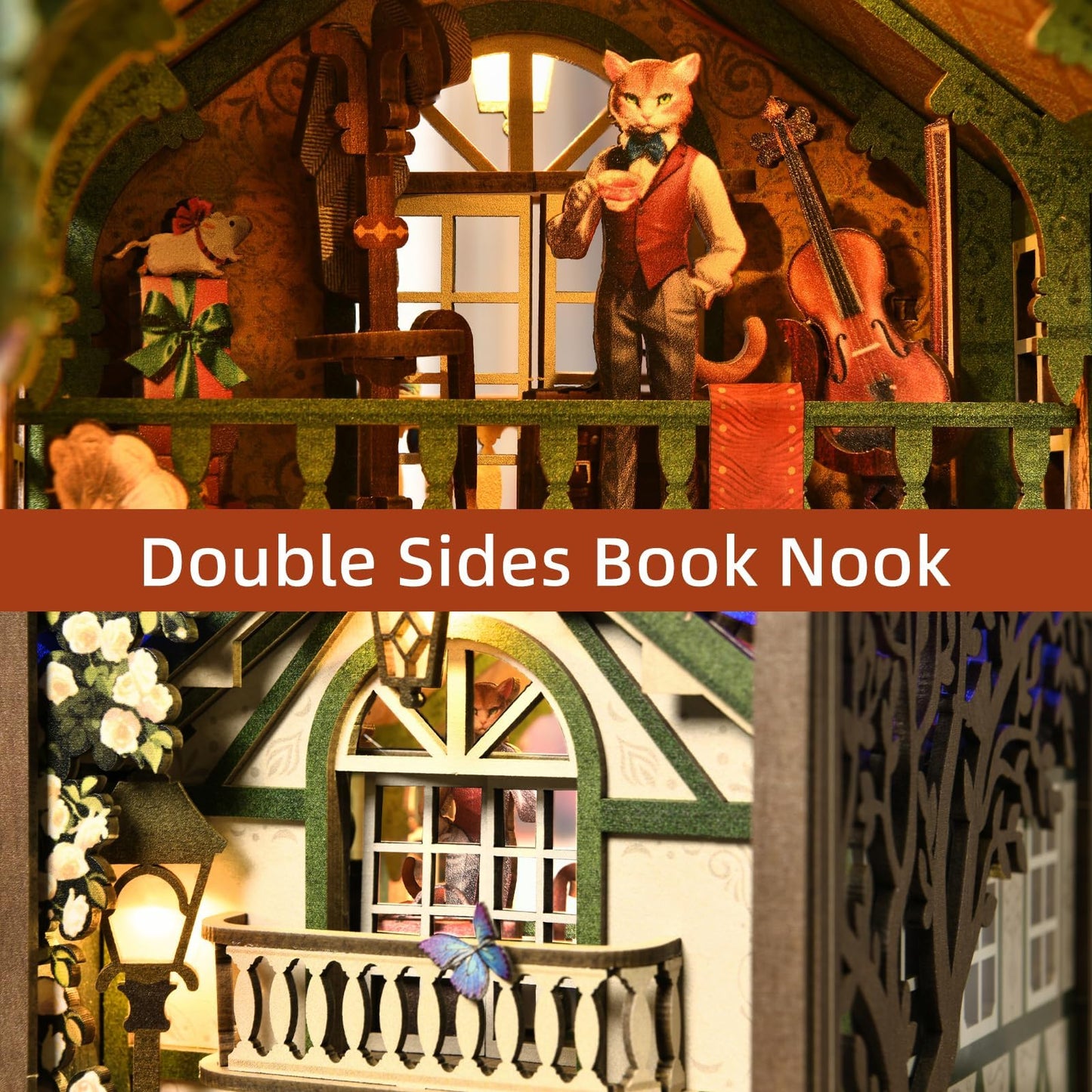 TOYQI Book Nook Kit – Double-Sided 3D Wooden Puzzle for Adults & Teens