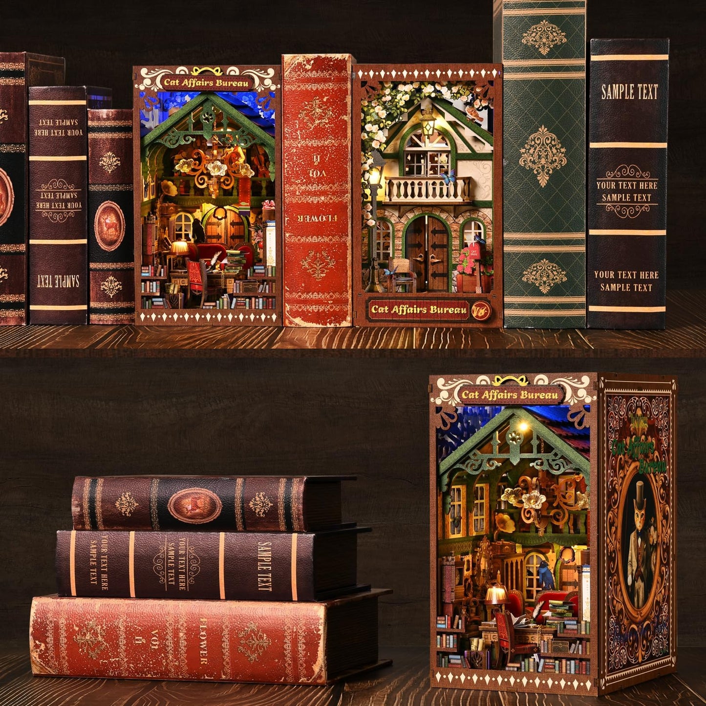 TOYQI Book Nook Kit – Double-Sided 3D Wooden Puzzle for Adults & Teens