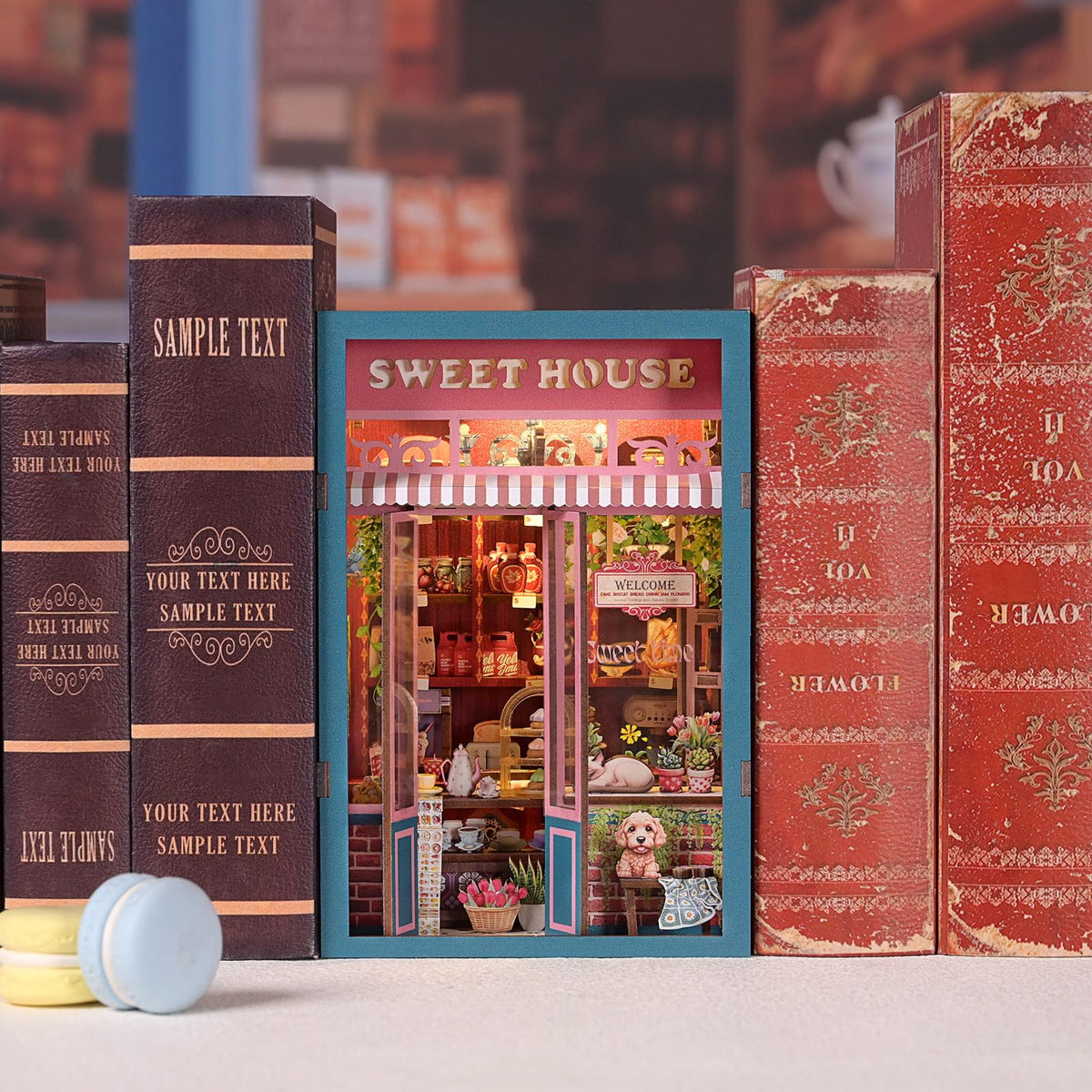 TOYQI Book Nook Kit – DIY Miniature Bakery Dollhouse Kit for Bookshelf Decor