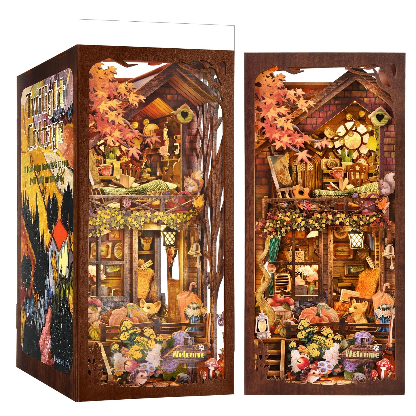 TOYQI DIY Book Nook Kit – Miniature House Dollhouse for Adults & Teens