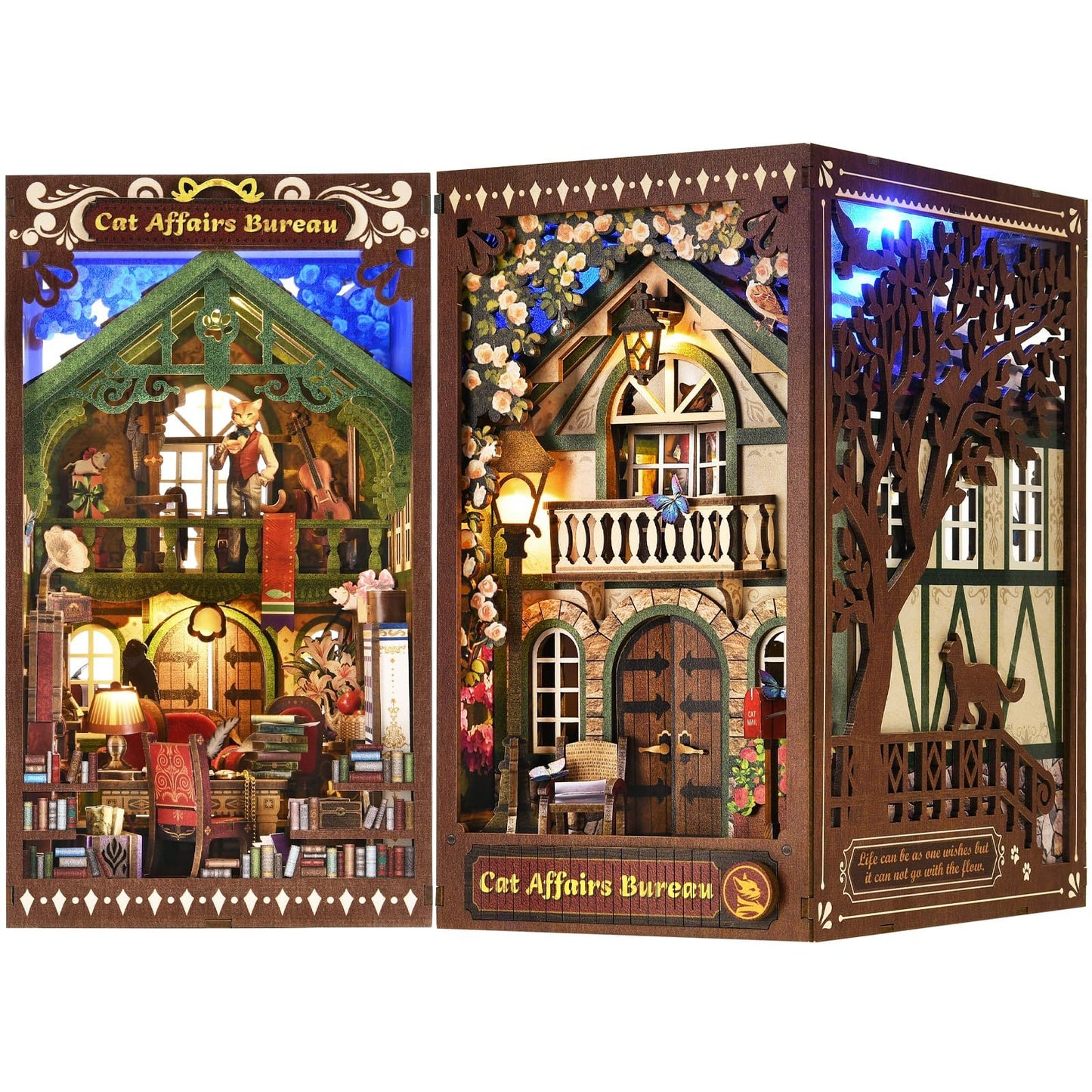 TOYQI Book Nook Kit – Double-Sided 3D Wooden Puzzle for Adults & Teens