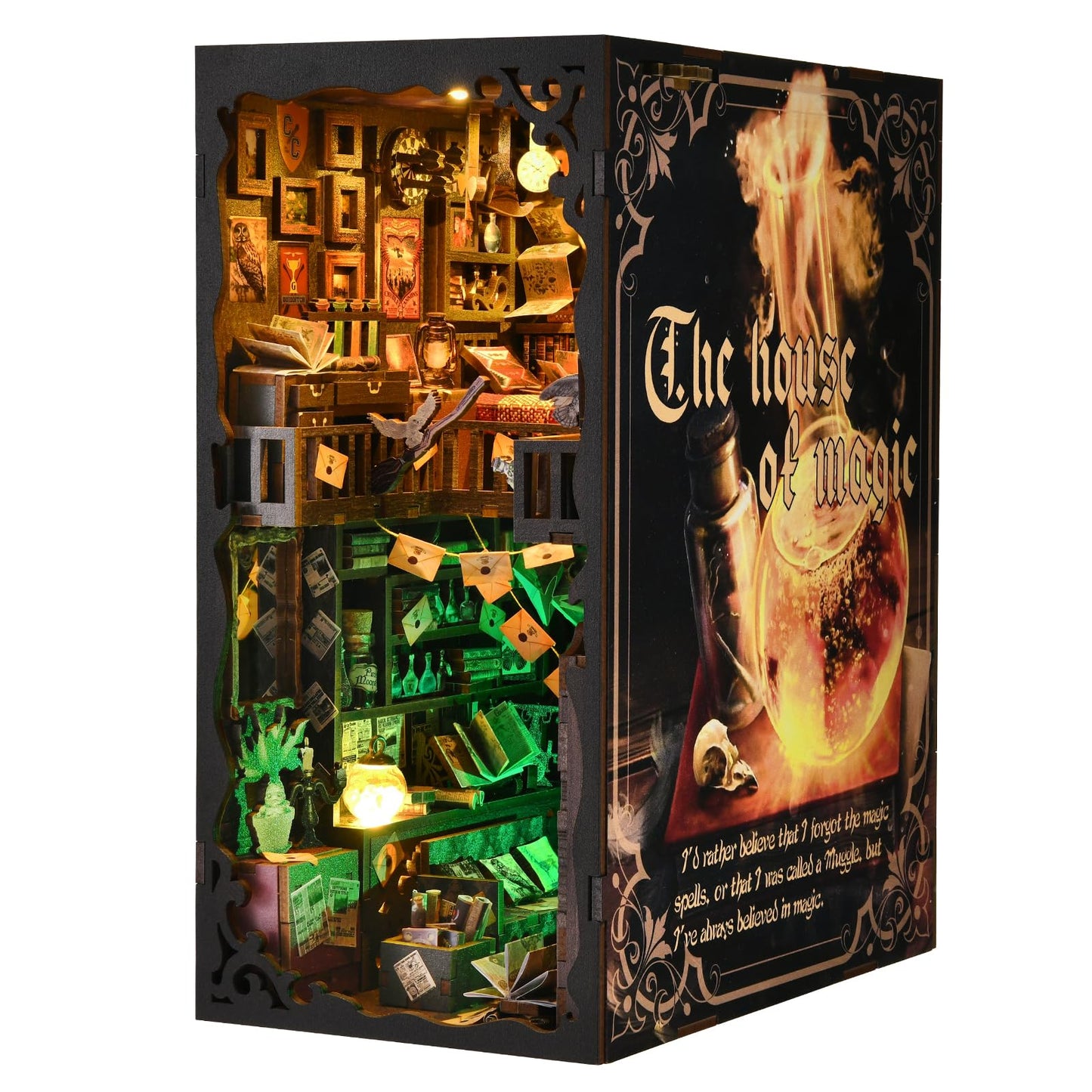 TOYQI Book Nook Kit – DIY Miniature Dollhouse with LED Light