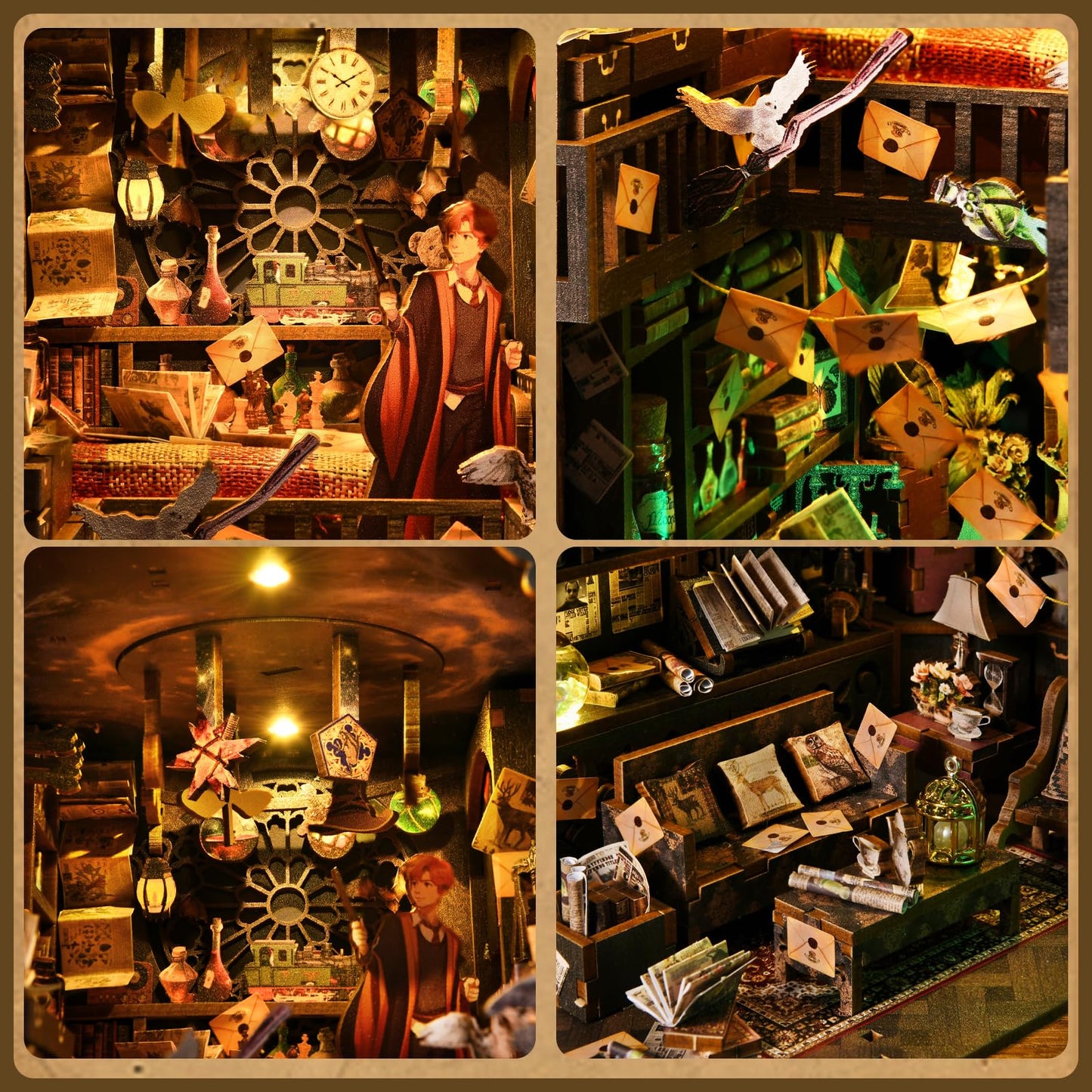 TOYQI DIY Book Nook Kit with Dust Cover – Miniature Wizard House Dollhouse for Adults & Teens