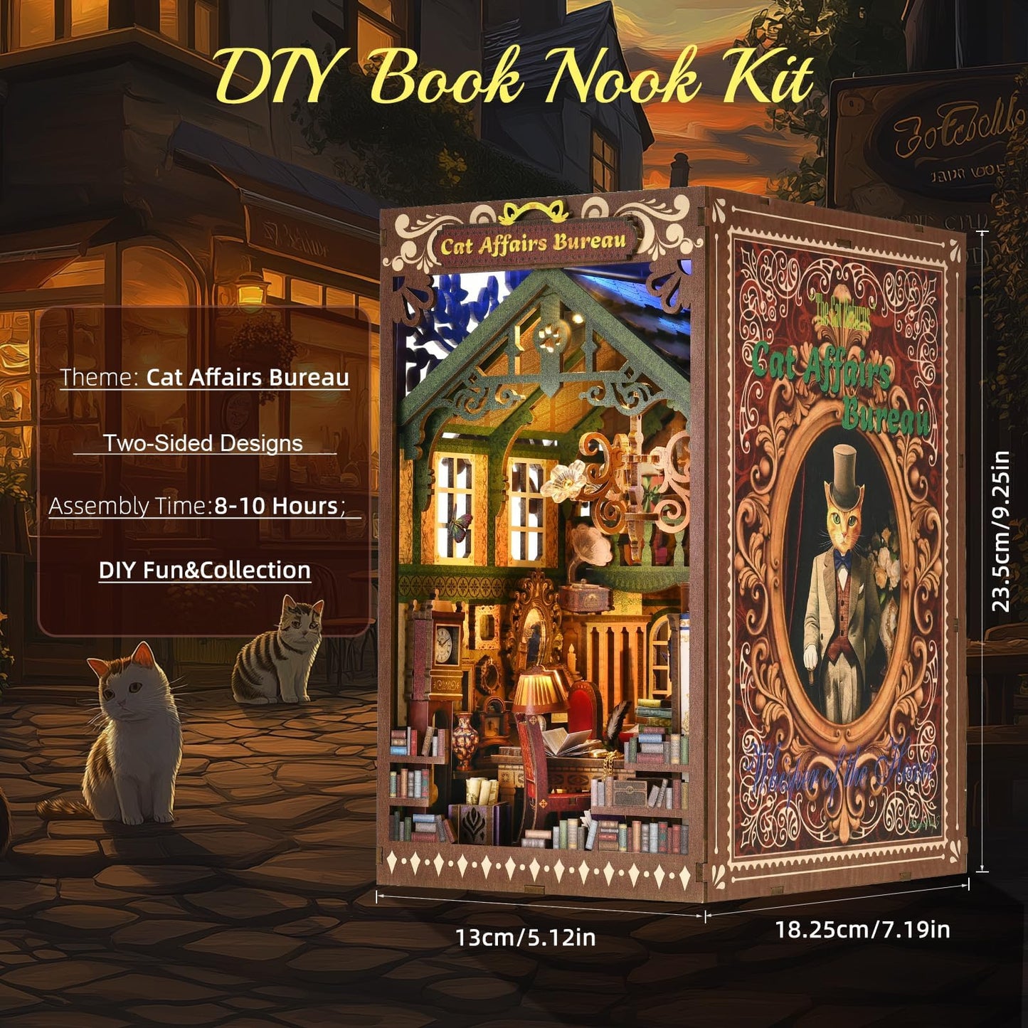 TOYQI Book Nook Kit – Double-Sided 3D Wooden Puzzle for Adults & Teens