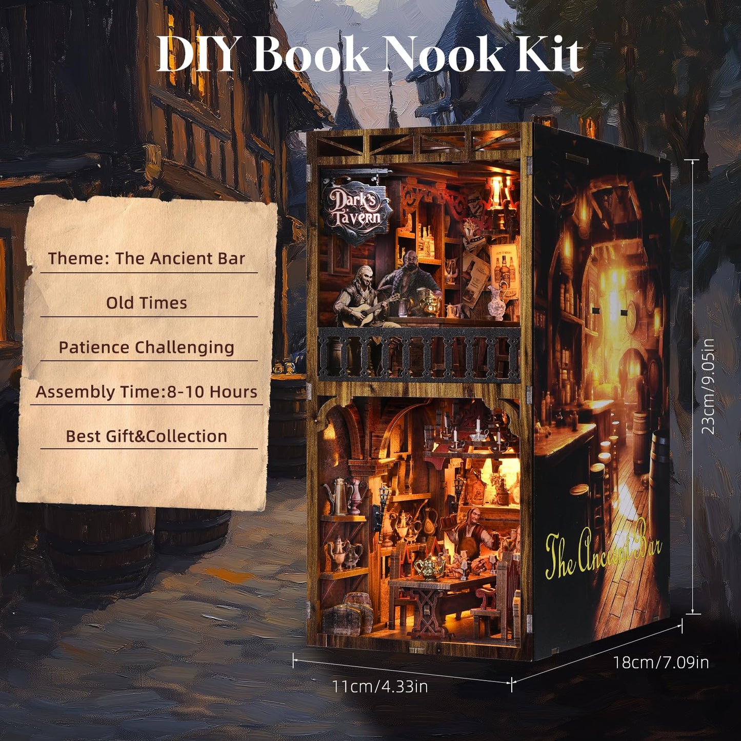 TOYQI Book Nook Kit – DIY Miniature Dollhouse for Adults & Teens