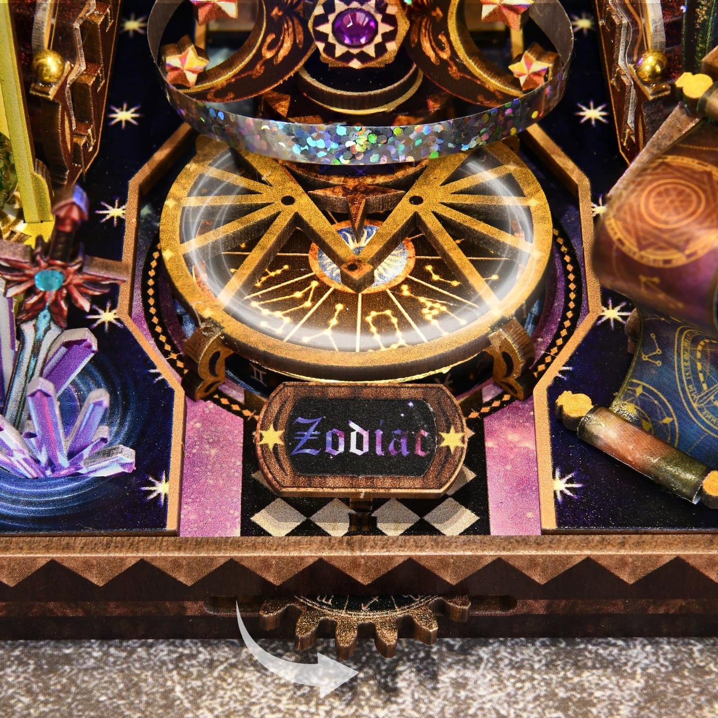 TOYQI Book Nook Kit — DIY 3D Zodiac Dollhouse with LED Light (Divination Fate Destiny, 12 Constellation Signs)