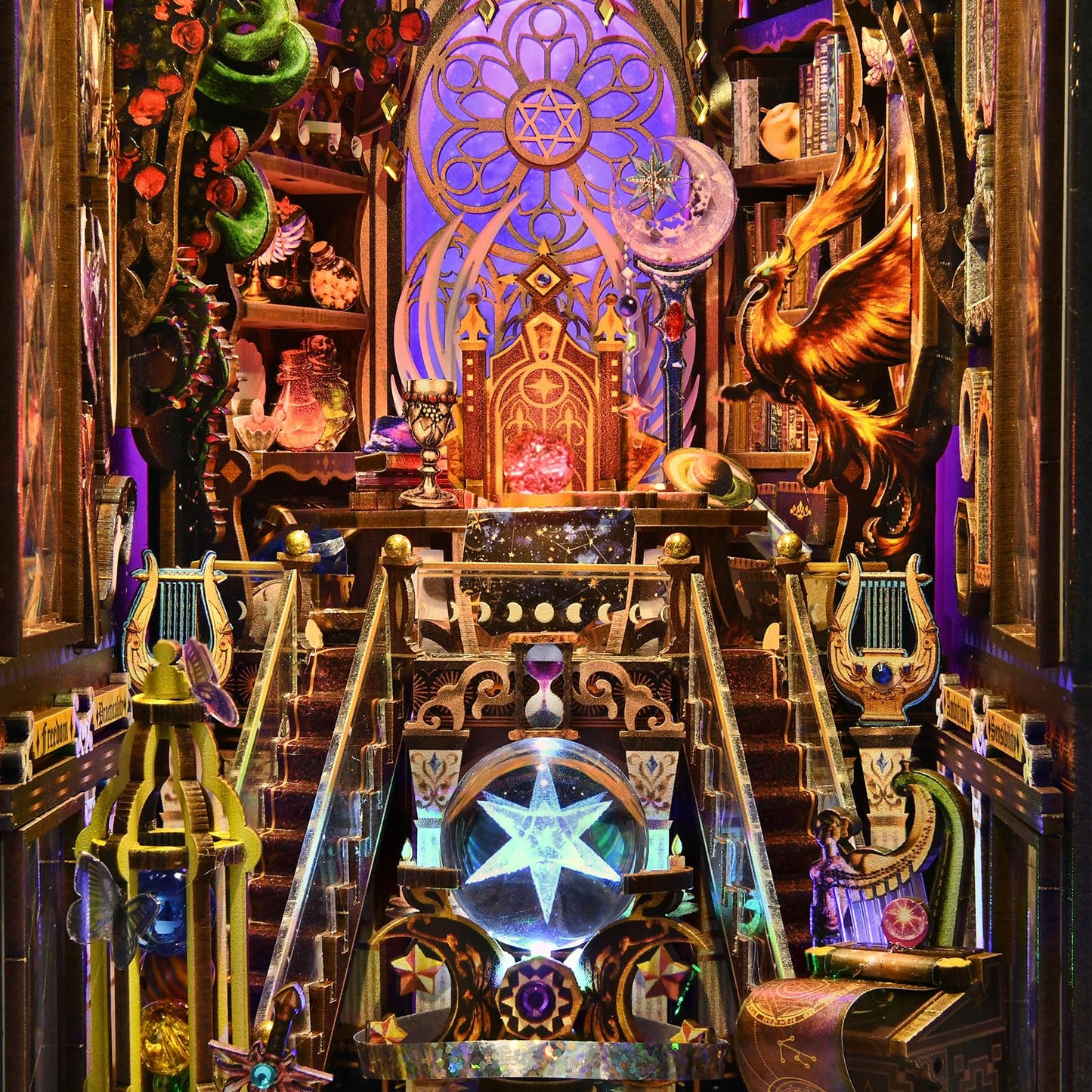 TOYQI Book Nook Kit — DIY 3D Zodiac Dollhouse with LED Light (Divination Fate Destiny, 12 Constellation Signs)
