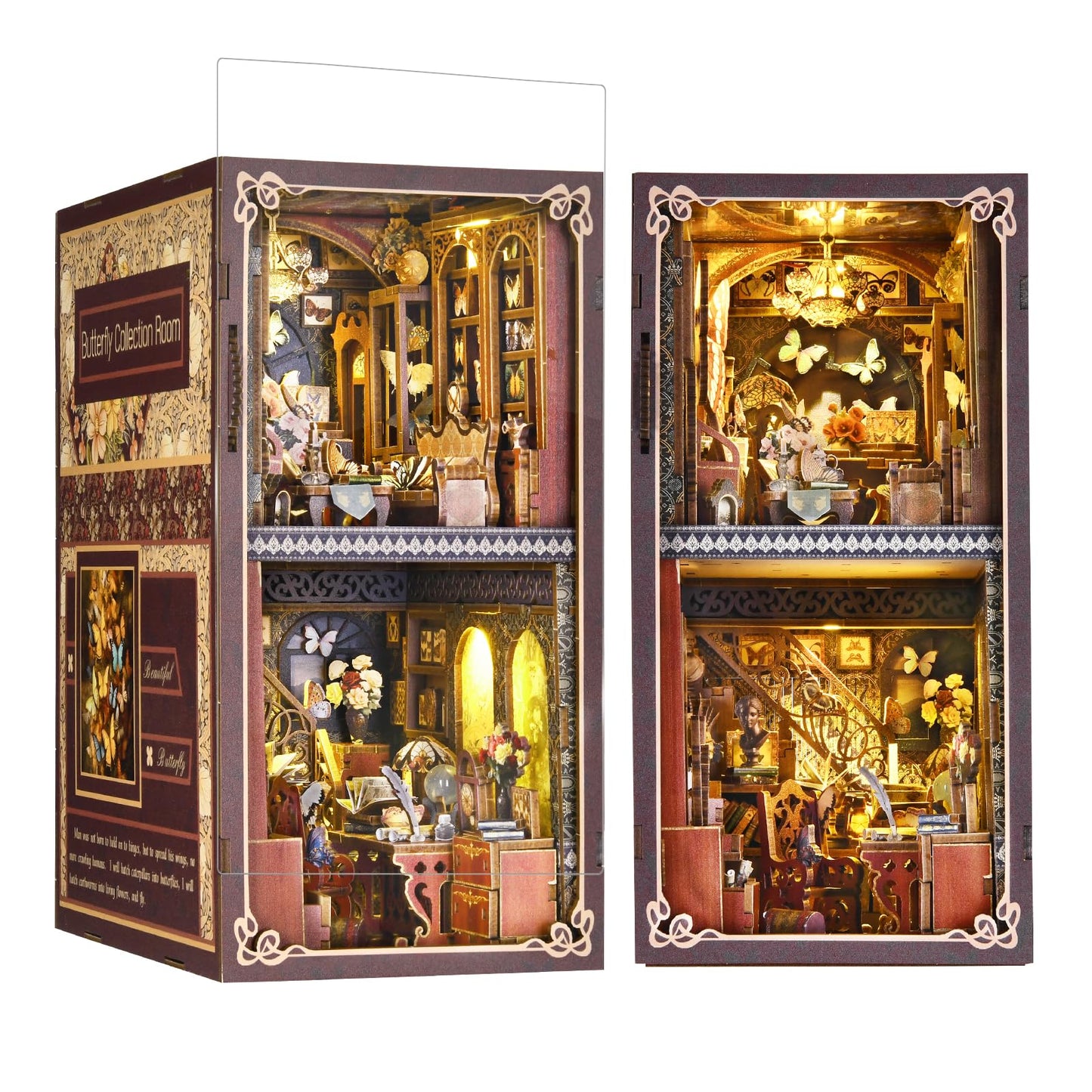 TOYQI DIY Book Nook Kit – Butterfly Themed Mini Dollhouse with LED Lights for Adults & Teens