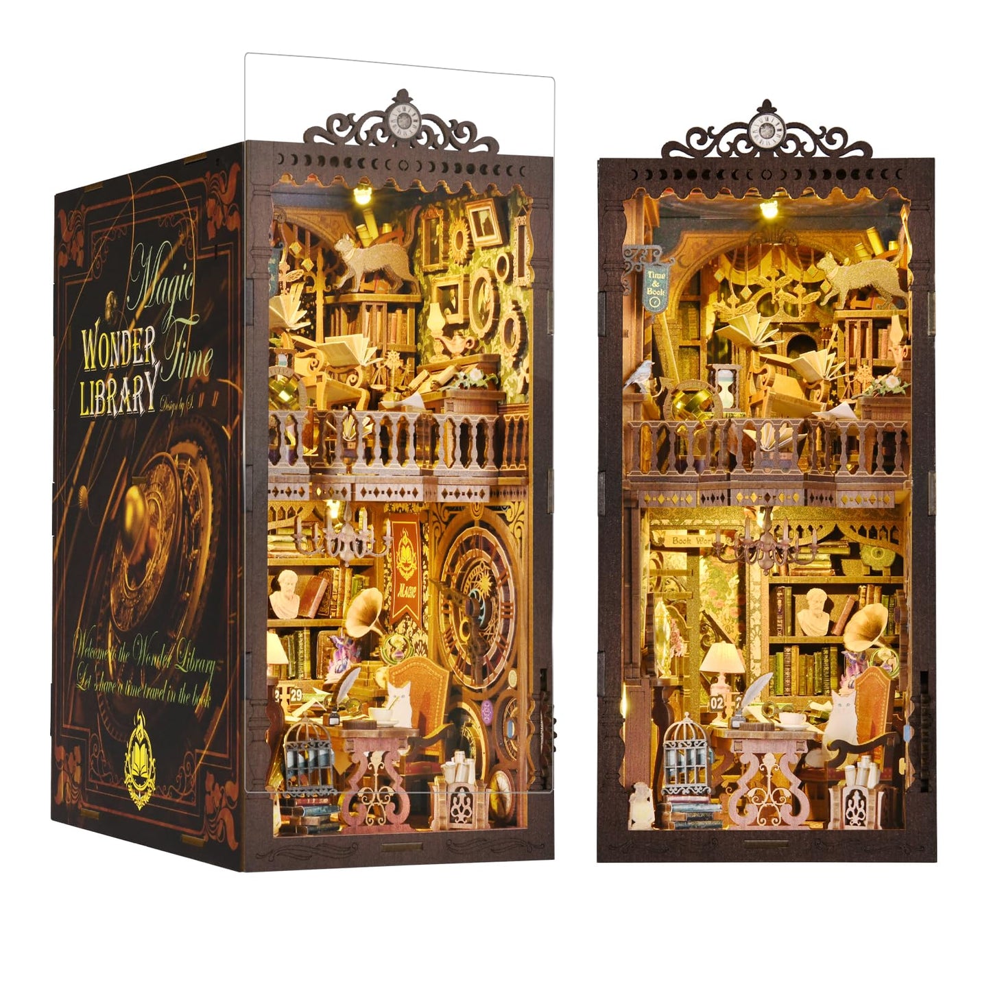 TOYQI DIY Book Nook Kit – Miniature Library Dollhouse for Teens & Adults