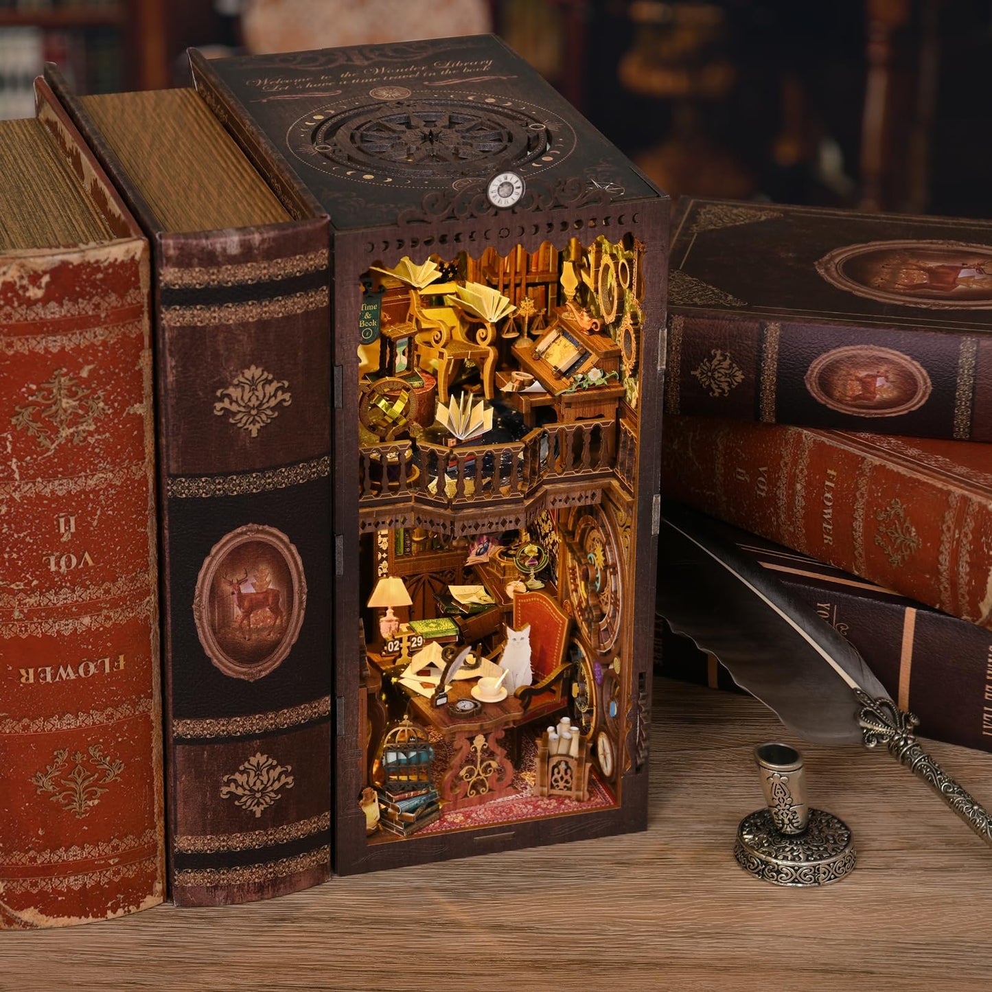 TOYQI DIY Book Nook Kit – Miniature Library Dollhouse for Teens & Adults