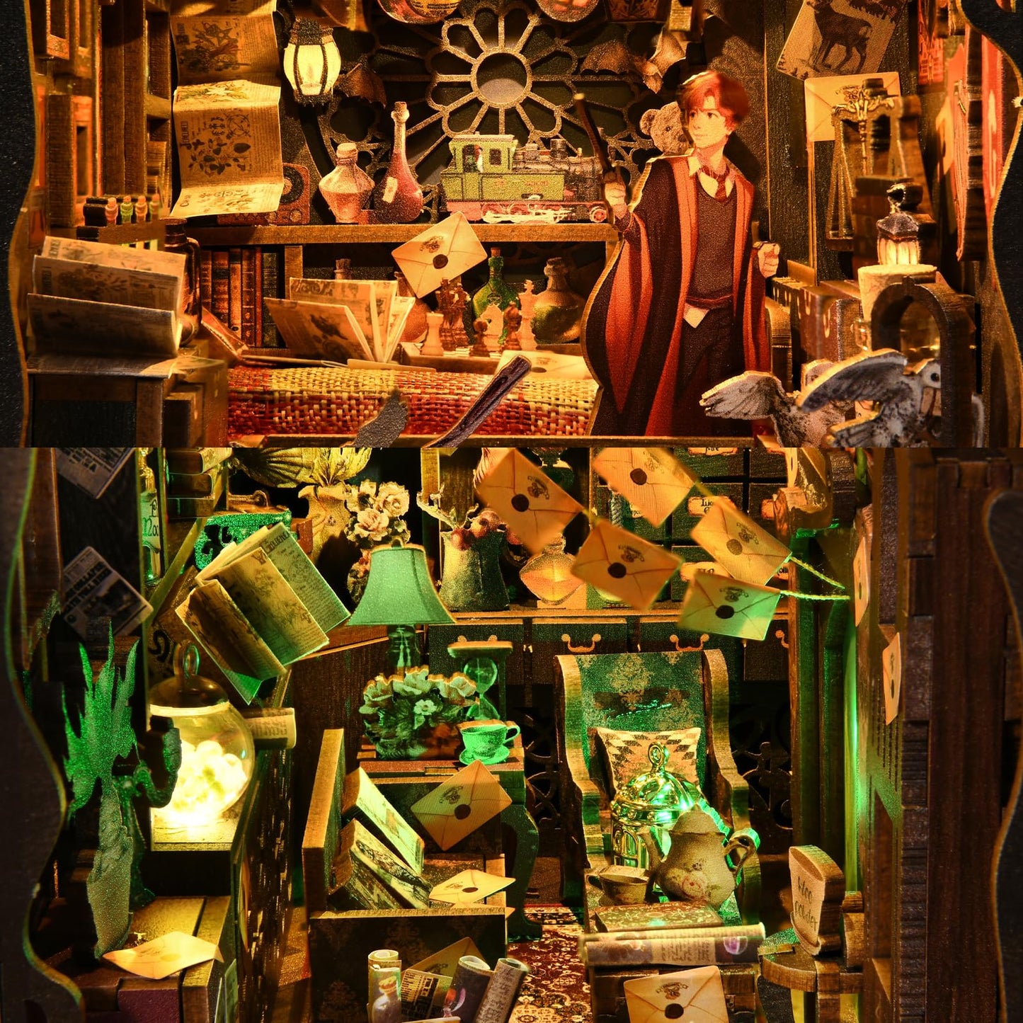TOYQI Book Nook Kit – DIY Miniature Dollhouse with LED Light