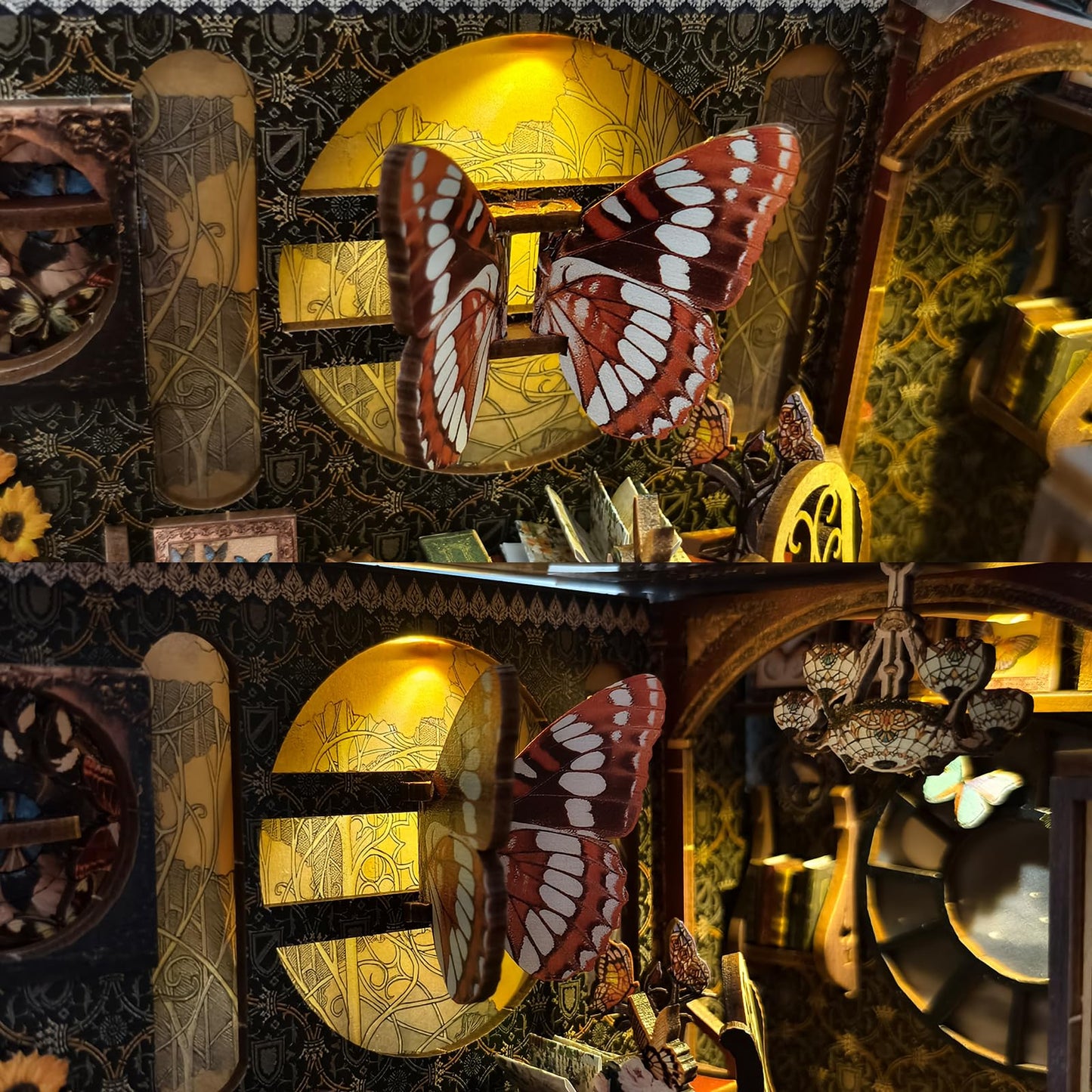 TOYQI DIY Book Nook Kit – Butterfly Themed Mini Dollhouse with LED Lights for Adults & Teens