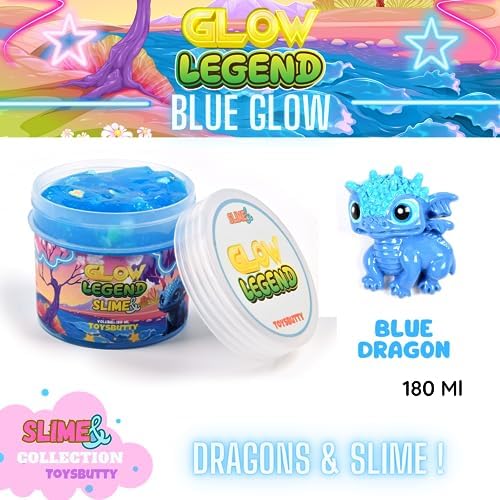 FINOCLAY Glow in the Dark Slime Kit – 2-Pack Dragon Theme by ToysButty | Premade Slime & Sensory Toys