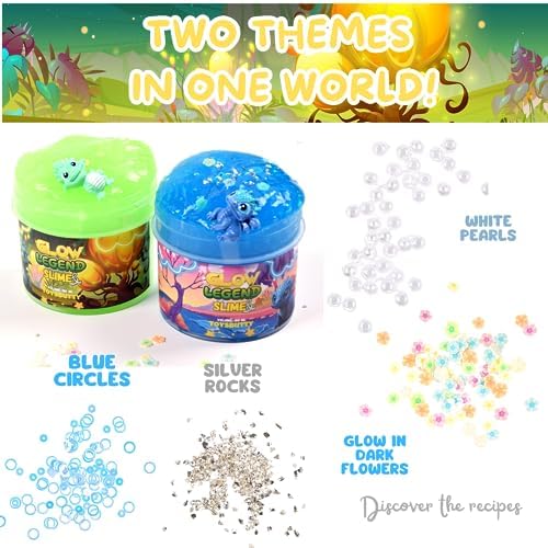 FINOCLAY Glow in the Dark Slime Kit – 2-Pack Dragon Theme by ToysButty | Premade Slime & Sensory Toys