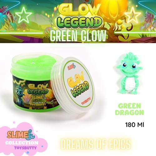 FINOCLAY Glow in the Dark Slime Kit – 2-Pack Dragon Theme by ToysButty | Premade Slime & Sensory Toys